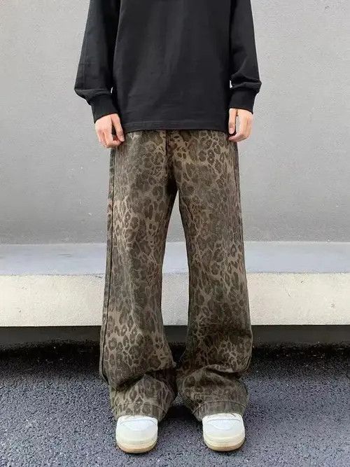 Logo 7 Vintage Brown Leopard Print Straight Leg Micro Jeans Size US 32 / EU 48 - 1 Thumbnail