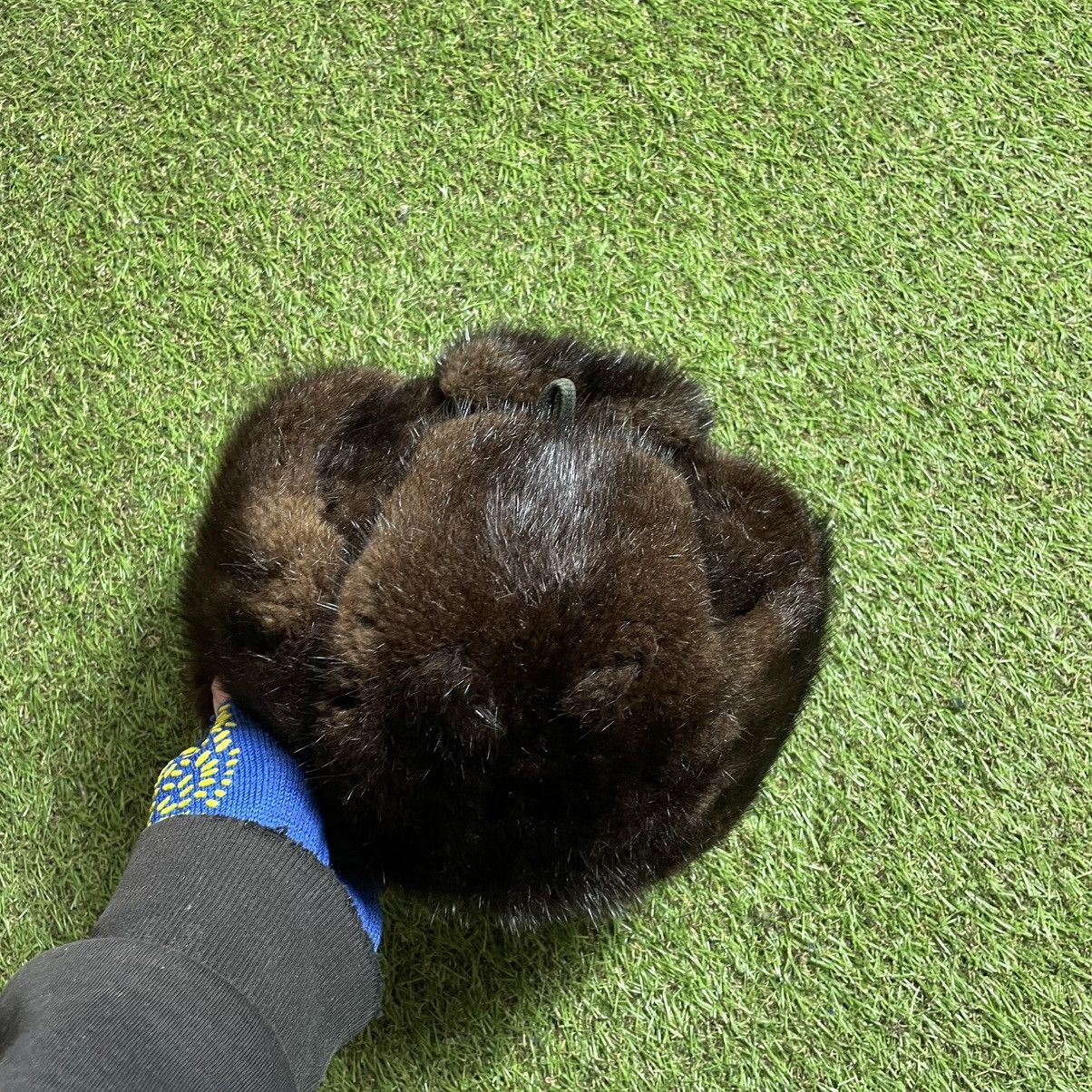 Vintage Vintage 90s Dark Green Suede Fur Trapper Hat Brutalist OS Size ONE SIZE - 6 Thumbnail