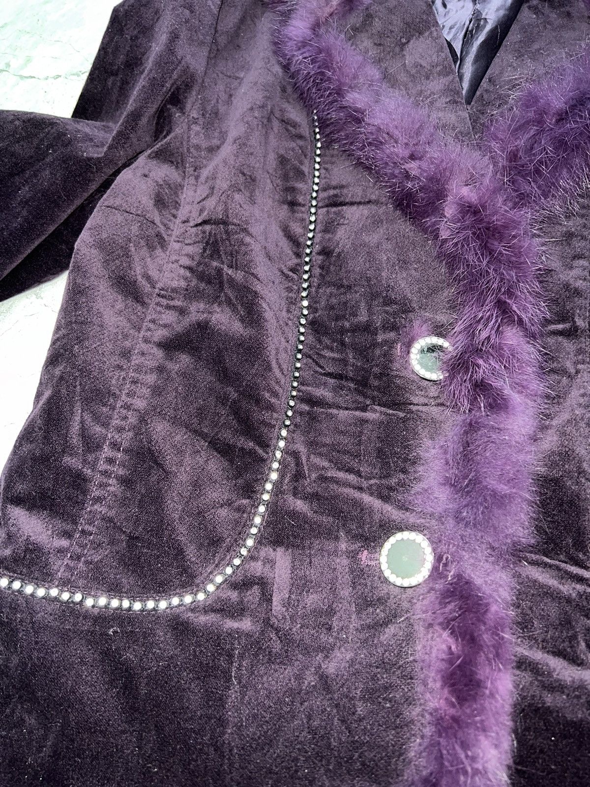 Anna Sui Velvet purple blazer with fur trim 🔮 Size M / US 6-8 / IT 42-44 - 12 Thumbnail