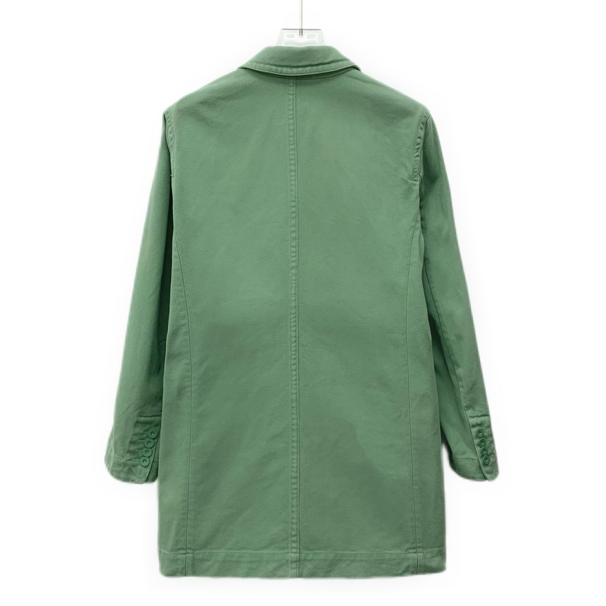 Max Mara MaxMara Green Cotton Double-Breasted Blazer (Size XS) Size XS / US 0-2 / IT 36-38 - 6 Thumbnail