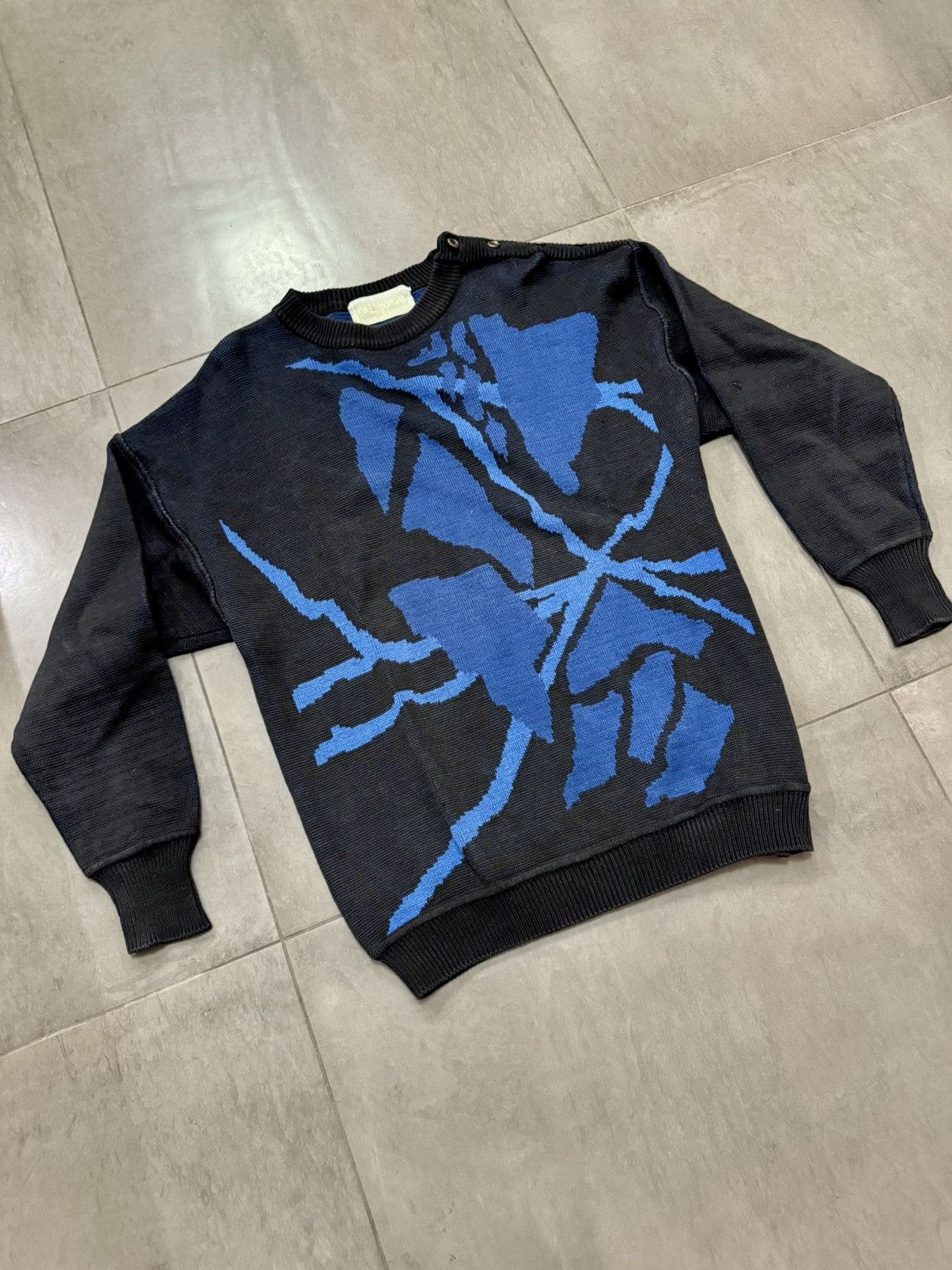 Claude Montana Vintage 1980s Claude Montana Shattered Graphic Knit Sweater Size US M / EU 48-50 / 2 - 8 Thumbnail