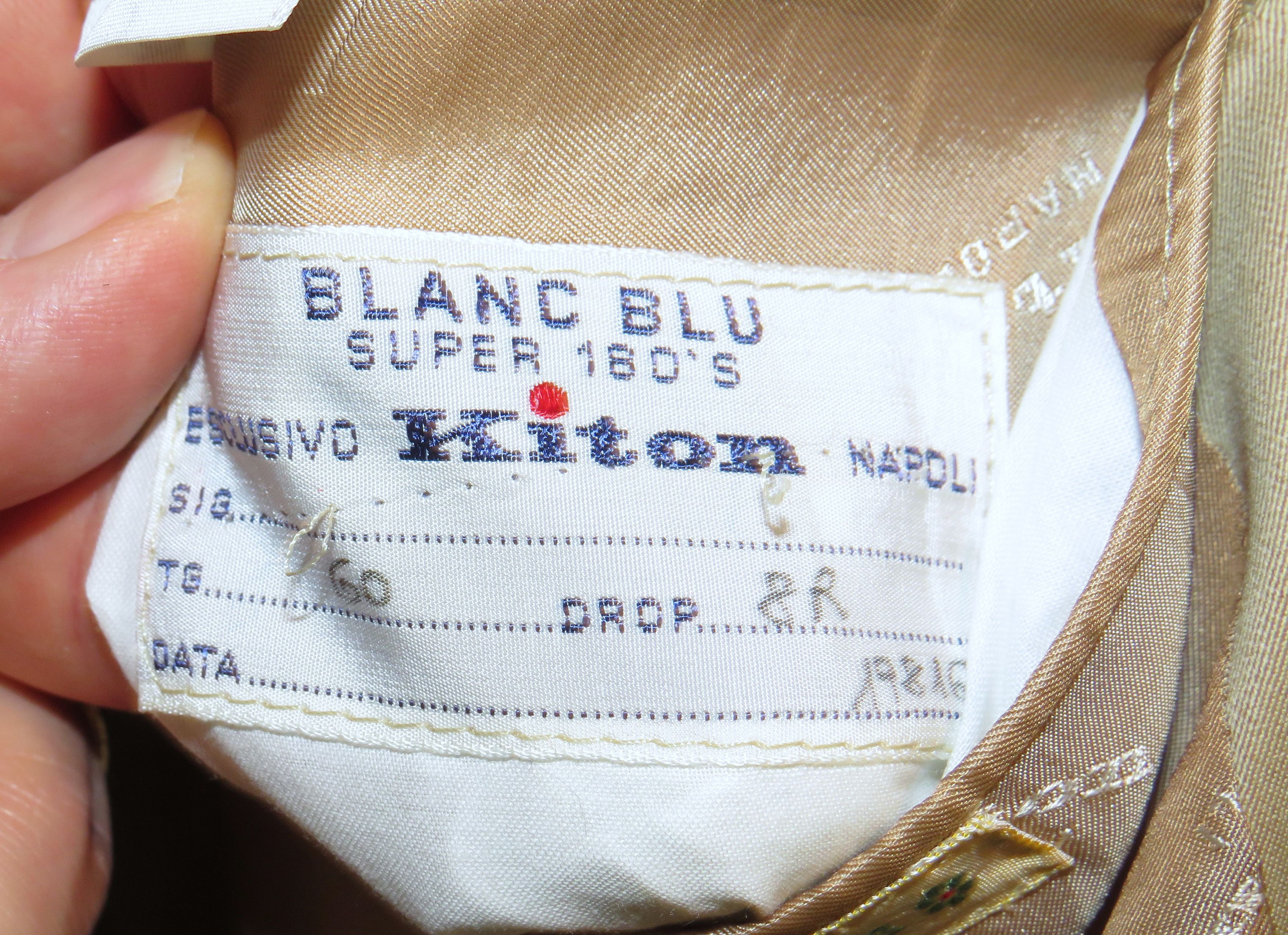Kiton 14 Micron Blanc Blue Super 180 Solid Beige 3 Roll 2 Suit 50R Size 50R - 17 Thumbnail