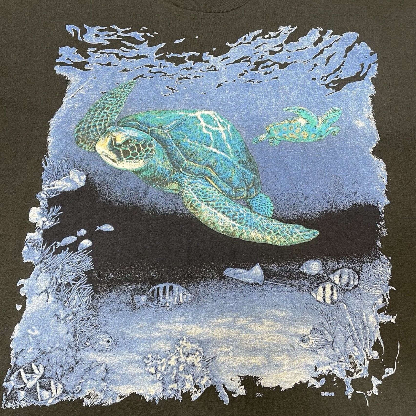 Fruit Of The Loom VINTAGE Fruit of the Loom Sea Turtle T-Shirt Men Short Sleeve Cotton Blend Black Size XXL Nature Size US XXL / EU 58 / 5 - 2 Thumbnail