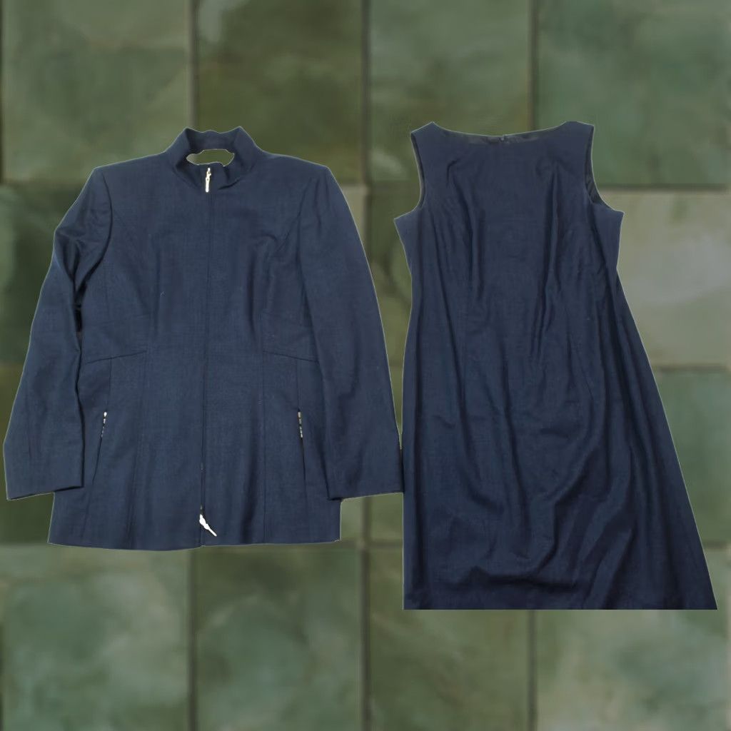Escada ESCADA Skirt Jacket Suit Navy Wool Full-Zip Midi Womens 40 Size 27" / US 4 / IT 40 - 1 Thumbnail
