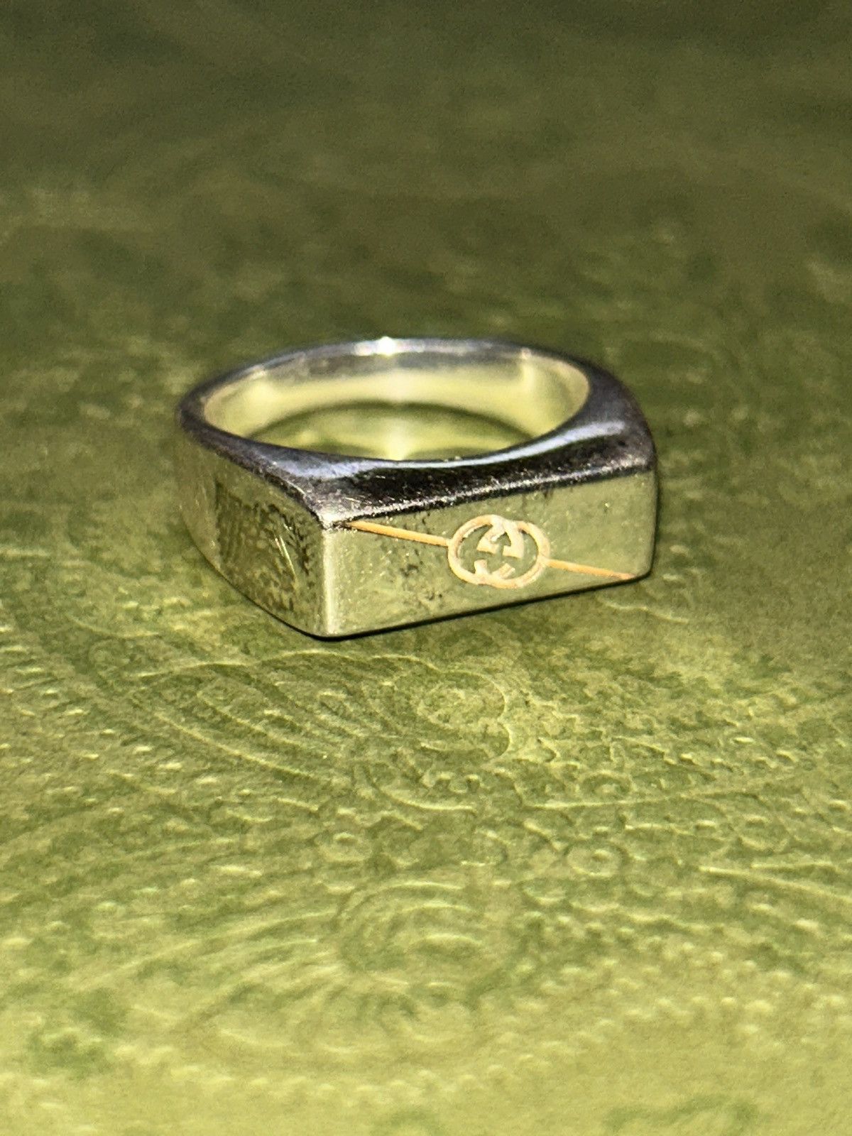 Gucci Gucci Diagonal Interlock G Tag Ring Chevalier 7.5mm AG 925 Size ONE SIZE - 3 Thumbnail