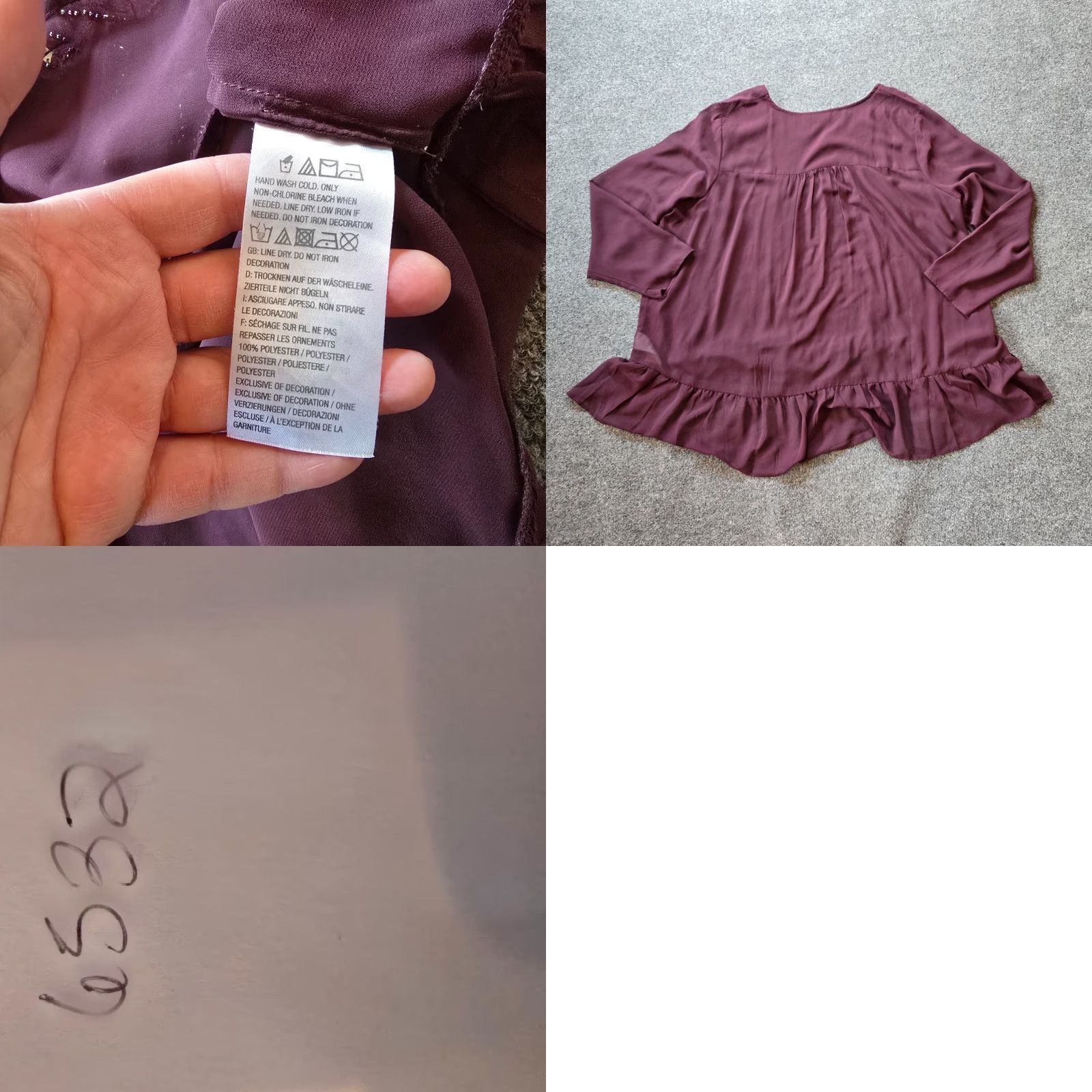 Vintage LOGO by Lori Goldstein Top Women 24W Purple Burgundy Sheer Beaded Western Prairie Blouse Size 4XL / US 24-26 - 8 Thumbnail