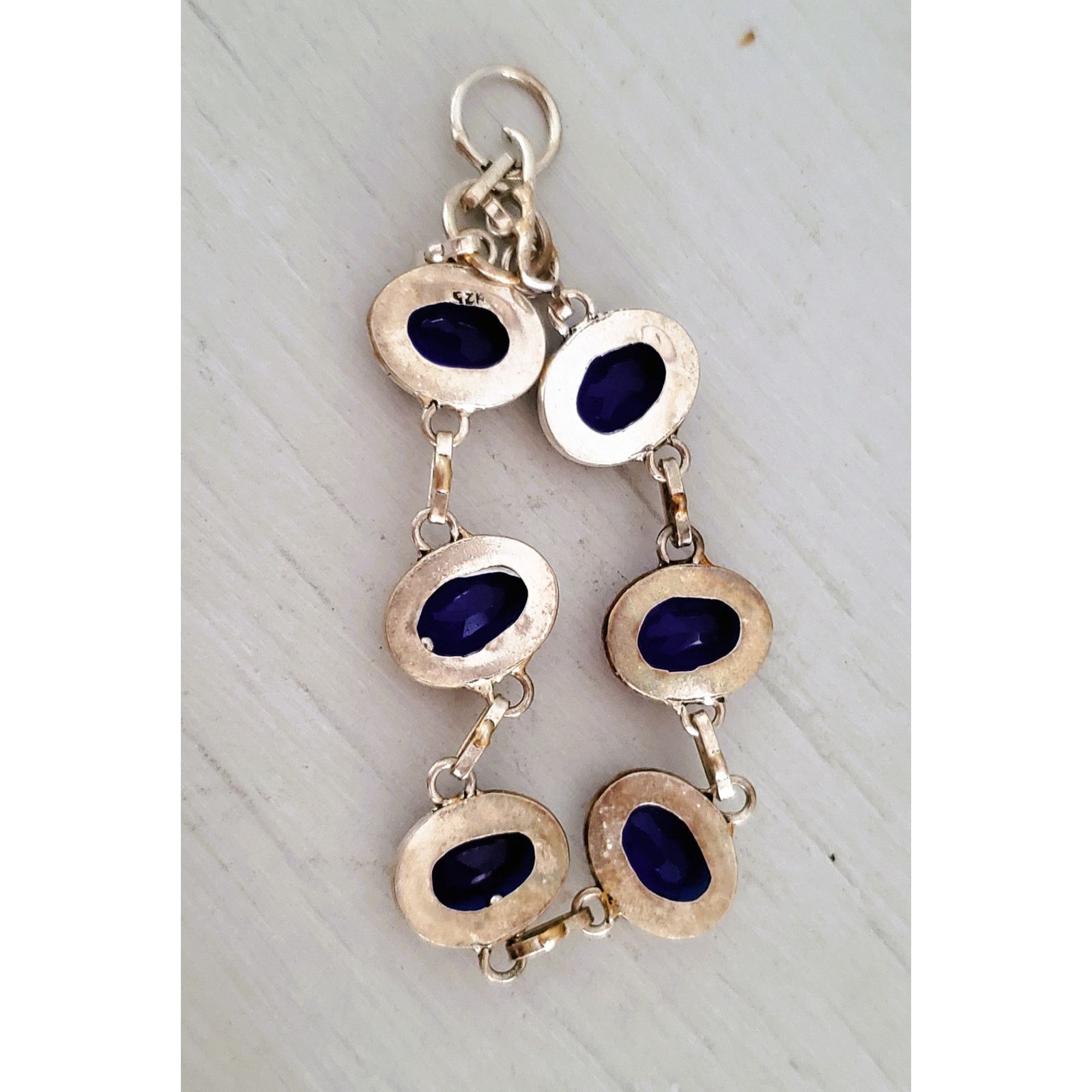 Other Sterling Silver Blue Glass Toggle Clasp Bracelet Earring Set Size ONE SIZE - 5 Thumbnail