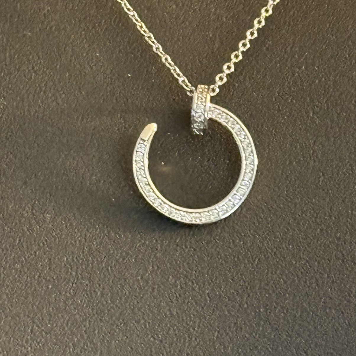 Other Silver tone pave nail pendant necklace Size ONE SIZE - 5 Thumbnail