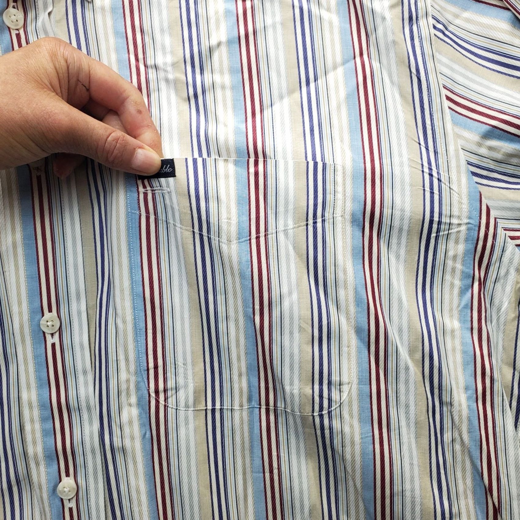 Faconnable Façonnable Shirt Mens XL Multicolor Striped Chest Pocket Button Down Collared Shirt Size US XL / EU 56 / 4 - 5 Thumbnail