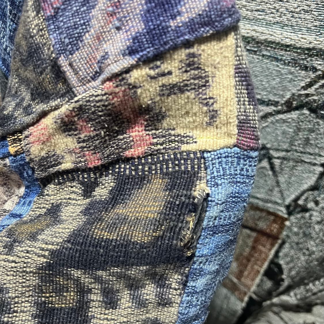 Japanese Brand Blue bamboo tapestry patchwork hood Size US XL / EU 56 / 4 - 6 Thumbnail