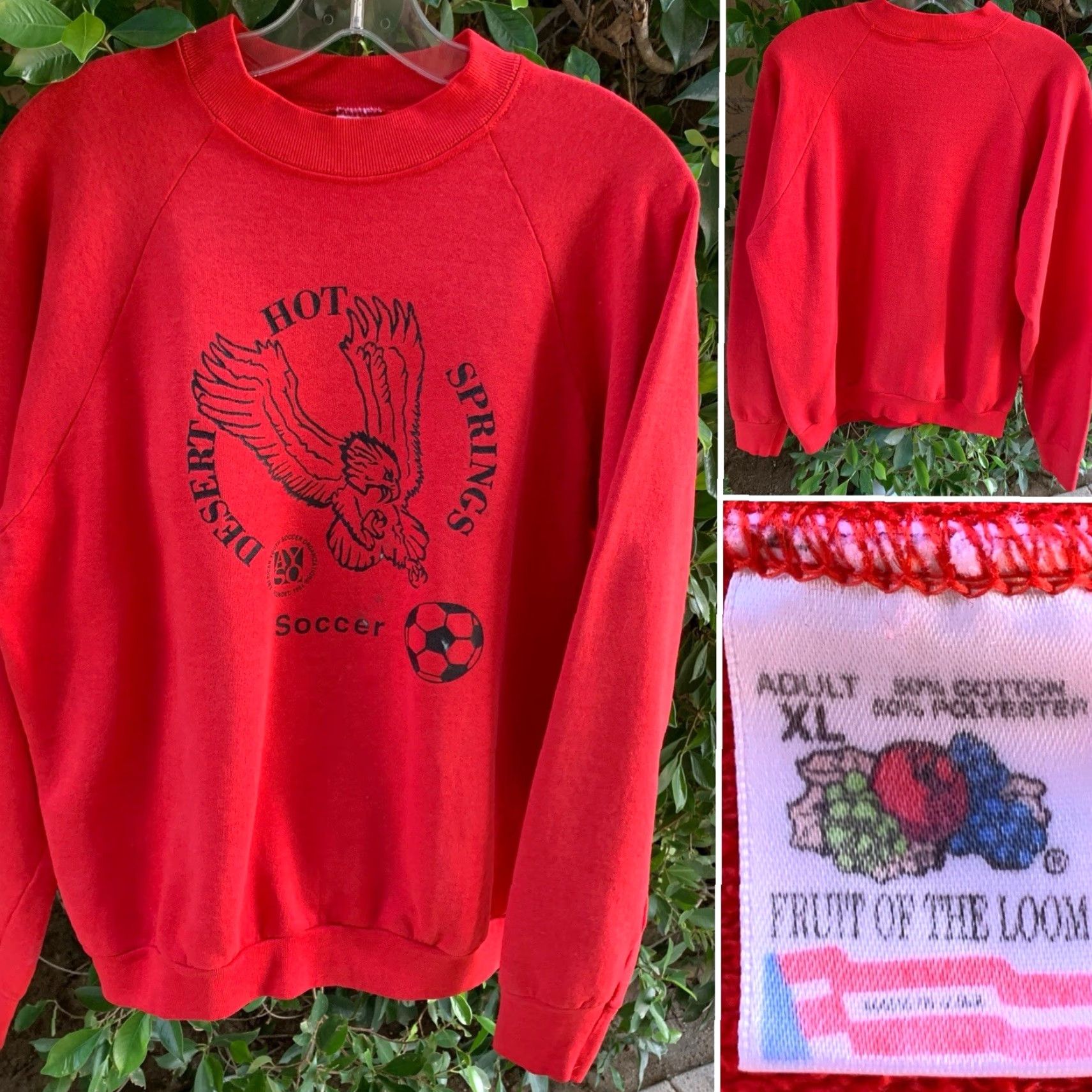 Fruit Of The Loom VINTAGE Desert Hot Springs Soccer Raglan Sweatshirt Adult Size XL Size US XL / EU 56 / 4 - 2 Thumbnail