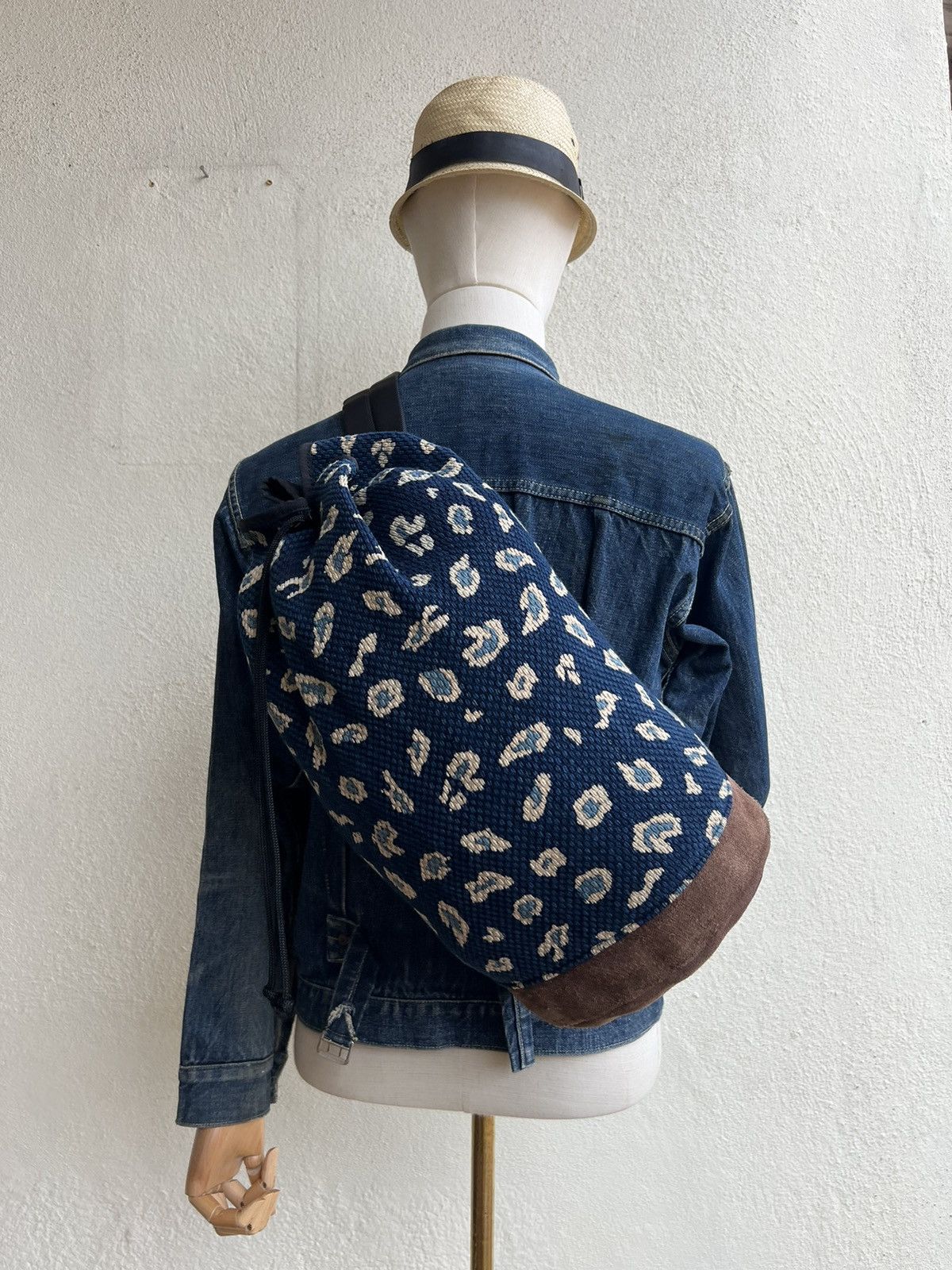 Indigo RARE! Vintage Japan Indigo Sashiko Kendo Suede Leather Bag Size ONE SIZE - 21 Thumbnail