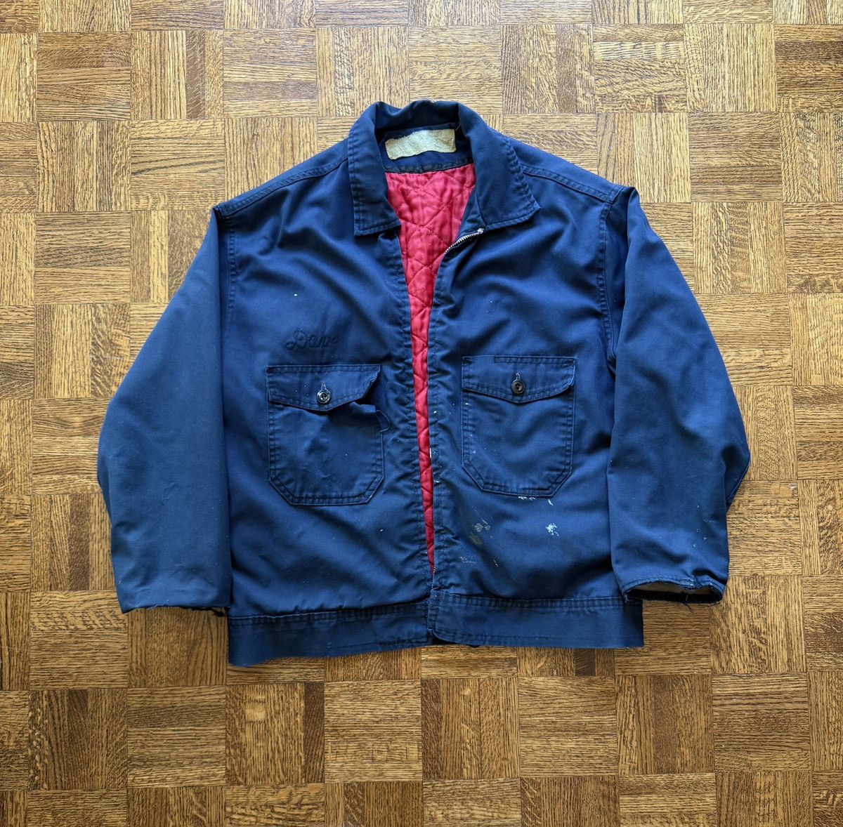 Vintage Vintage Chain Stitched Uniform Quilted Boxy Work Jacket Size US M / EU 48-50 / 2 - 1 Thumbnail