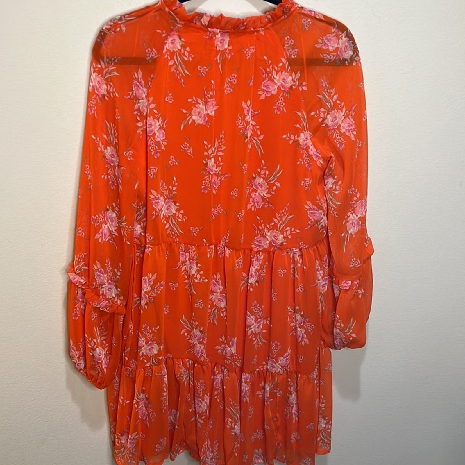 Vince Camuto Vince Camuto Orange/Pink Floral Boho Tunic Dress Size S Size S / US 4 / IT 40 - 8 Thumbnail