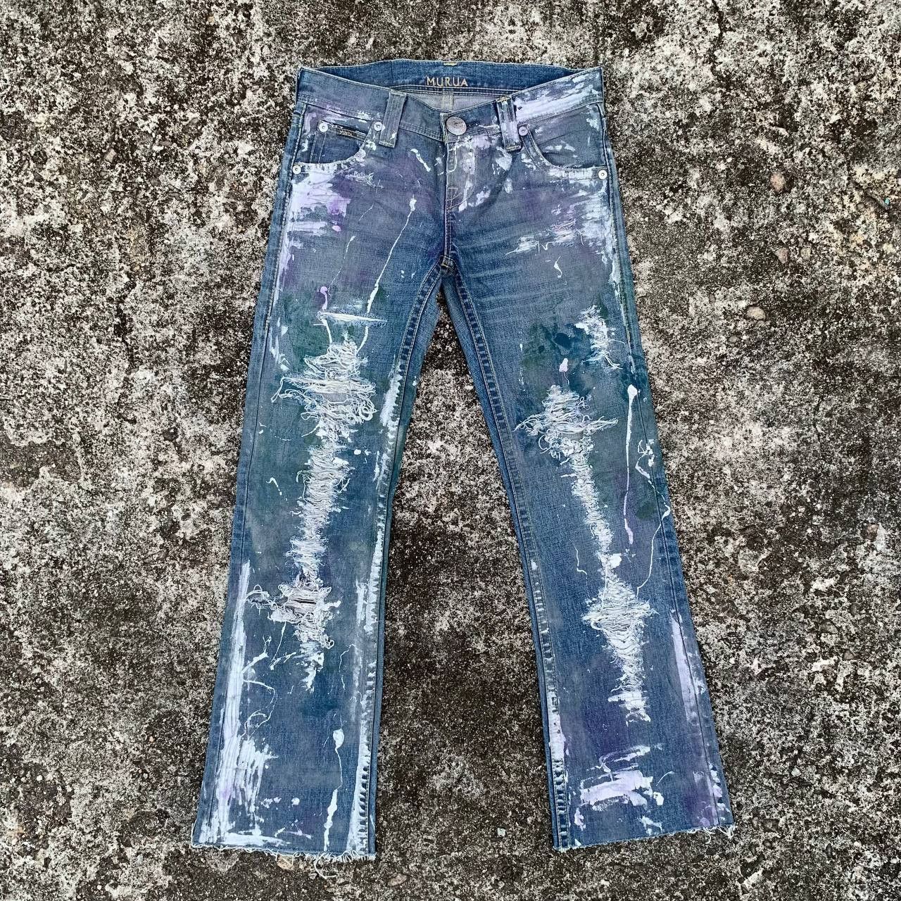 Japanese Brand Murua Thrashed Jeans Distressed Denim Streetwear Motif Japan Size US 30 / EU 46 - 1 Thumbnail
