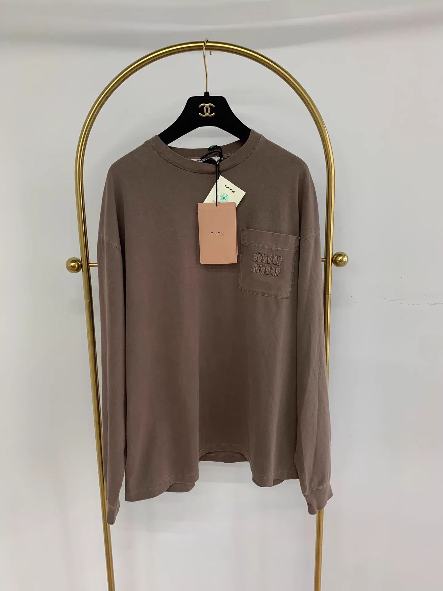 Miu Miu MIU MIU Ebony Long-Sleeve T-Shirt Size S NWT Size S / US 4 / IT 40 - 1 Thumbnail