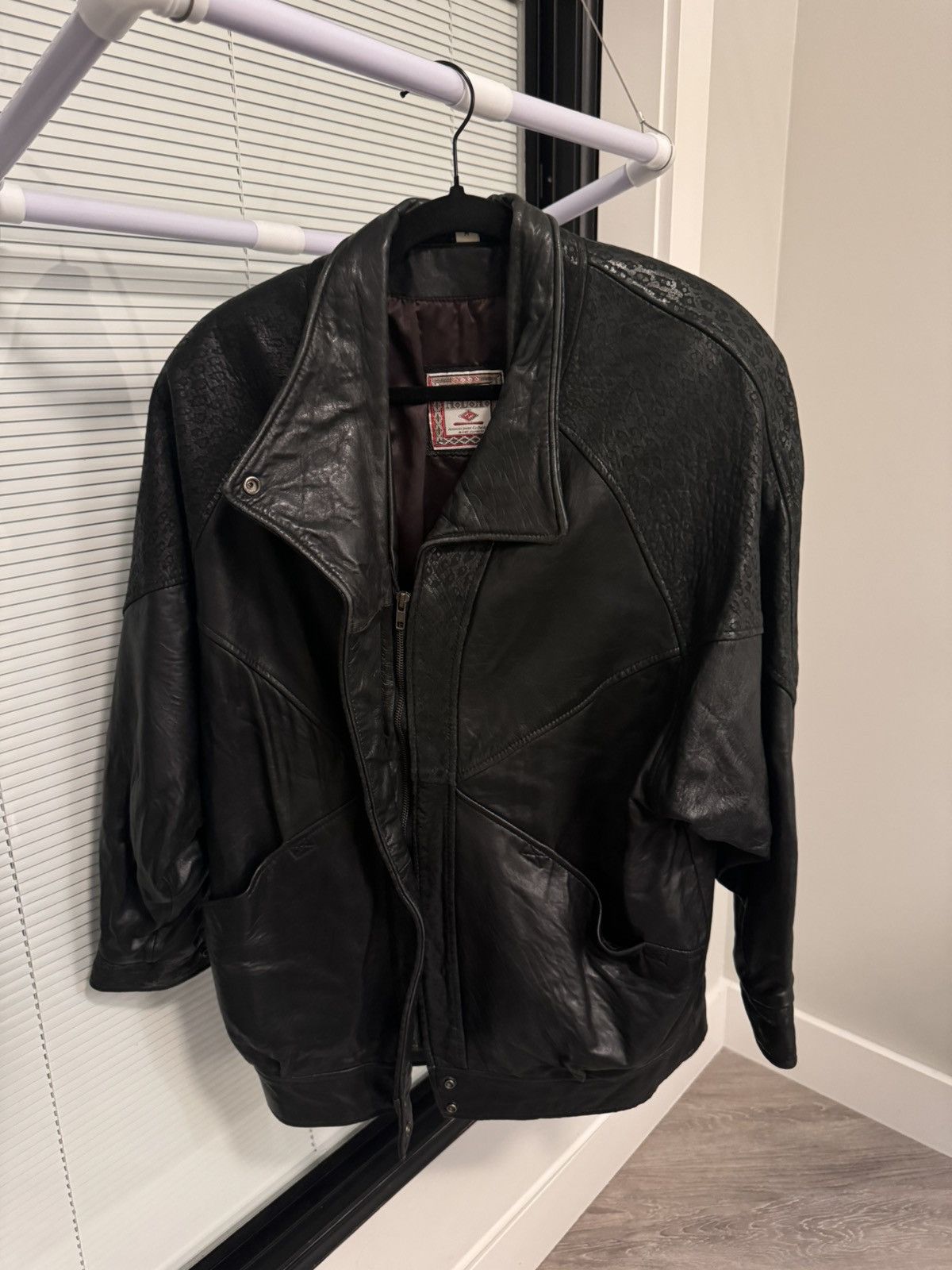 Vintage 80s cheetah print leather jacket
