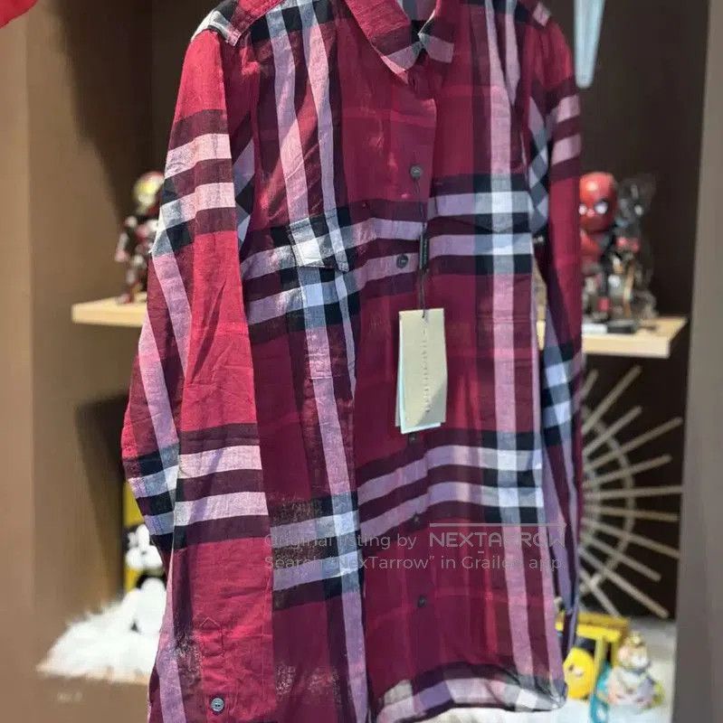 Burberry Burberry Red Check Cotton Shirt for Women. Size M / US 6-8 / IT 42-44 - 3 Thumbnail