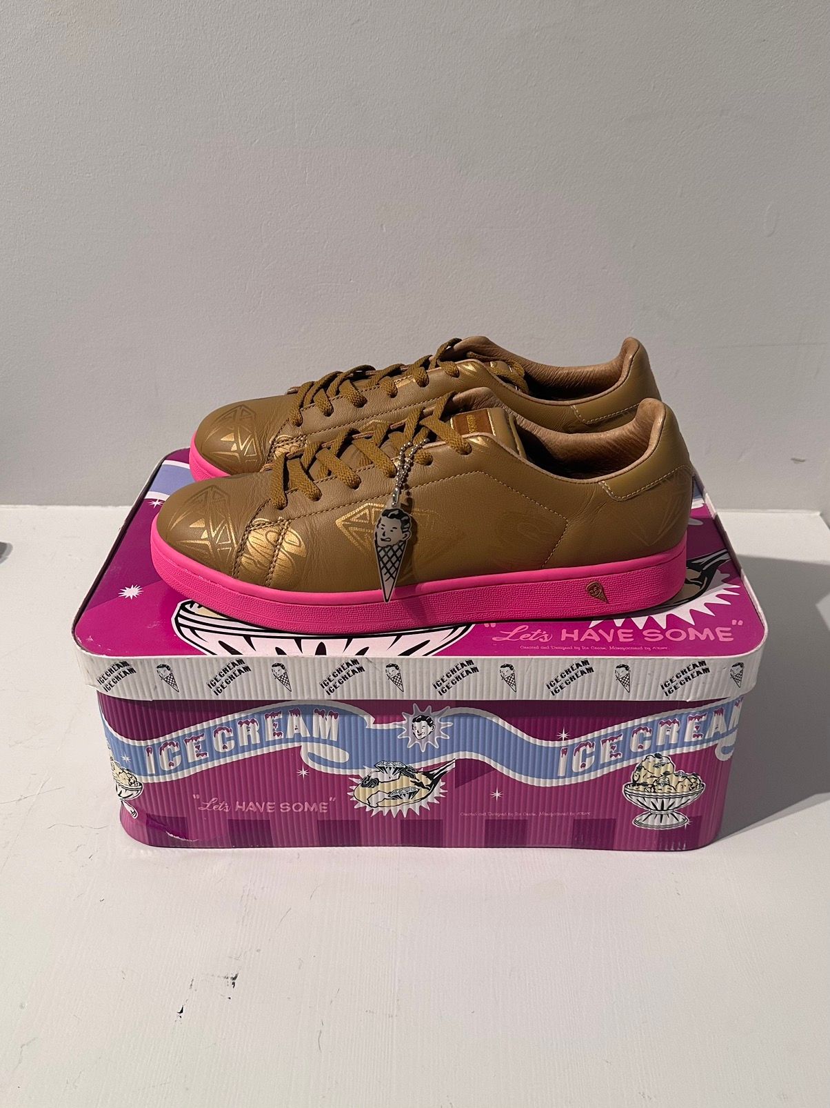 Pre-owned Billionaire Boys Club X Icecream Colette Ice Cream Promo Sample Diamond And Dollar Pink Shoes In Brown