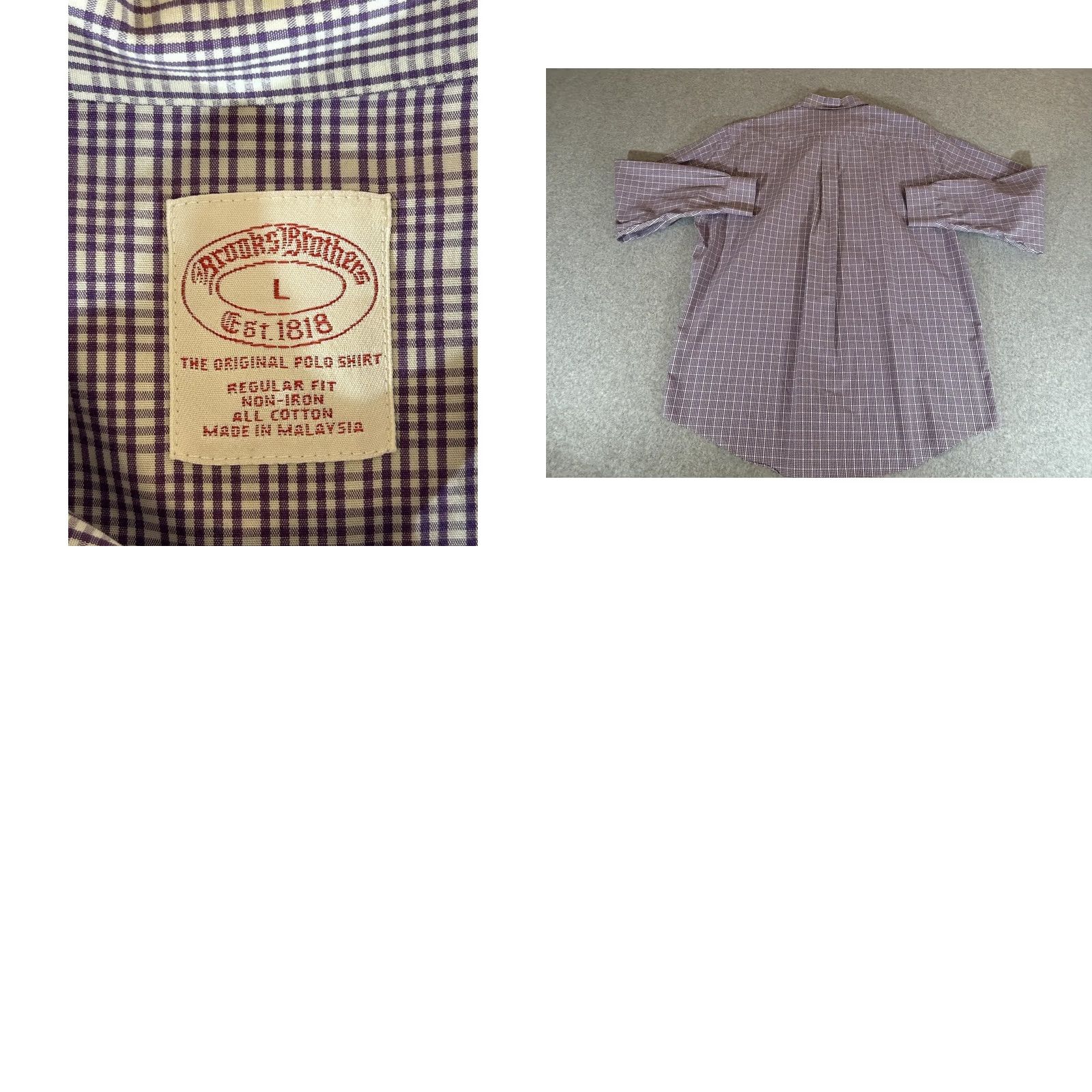 Brooks Brothers Brooks Brothers Shirt Mens Large Purple Check Long Sleeve Button Business Formal Size 42R - 8 Thumbnail