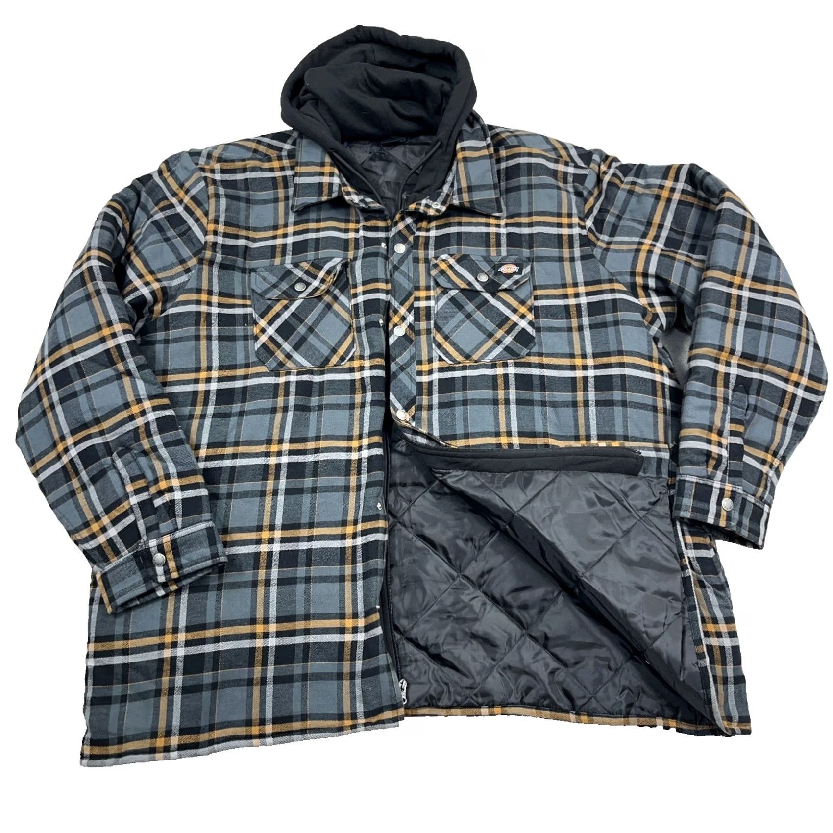 Dickies Dickies Shacket Men 3XL Gray Black Flannel Shirt Jacket Hooded Blanket Lined Shirt Jacket Jacket Black 3XL Dickies Size US XXL / EU 58 / 5 - 2 Thumbnail