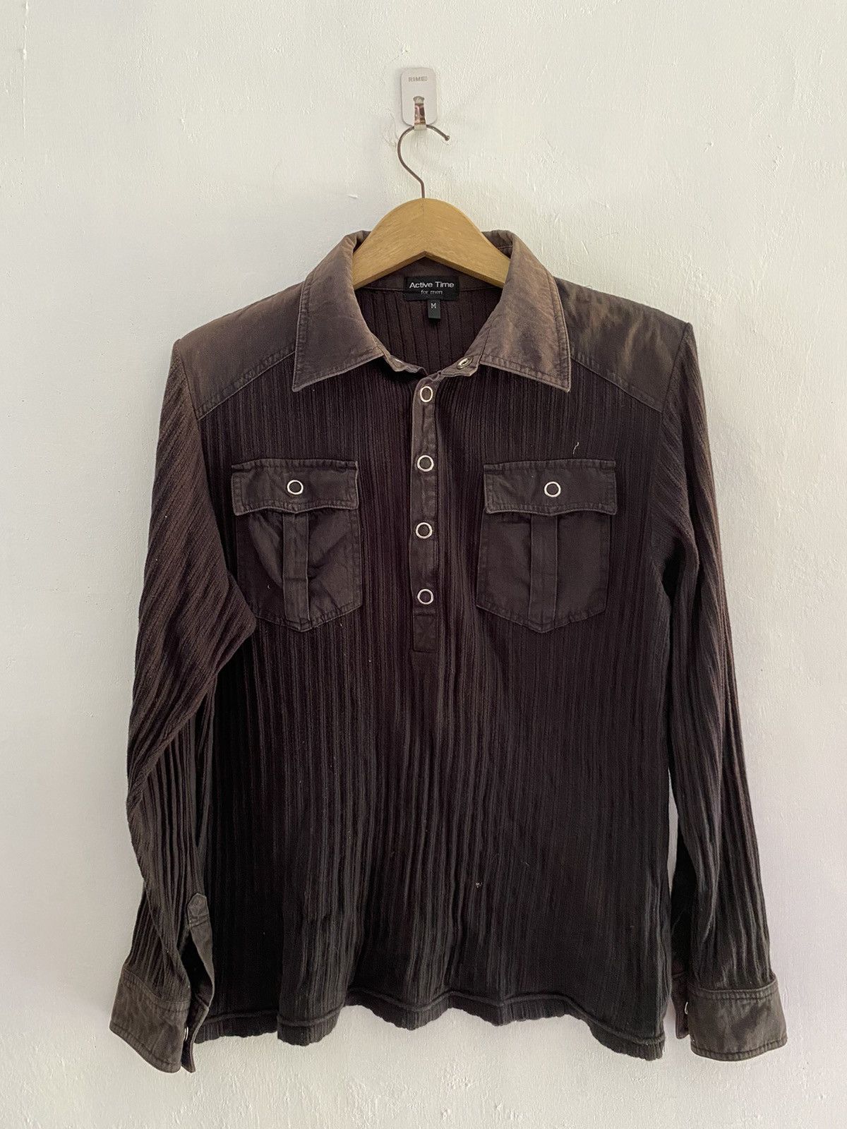 Le Grande Bleu (L.G.B.) Vintage active time for men button longsleeve tshirts Size US M / EU 48-50 / 2 - 1 Thumbnail