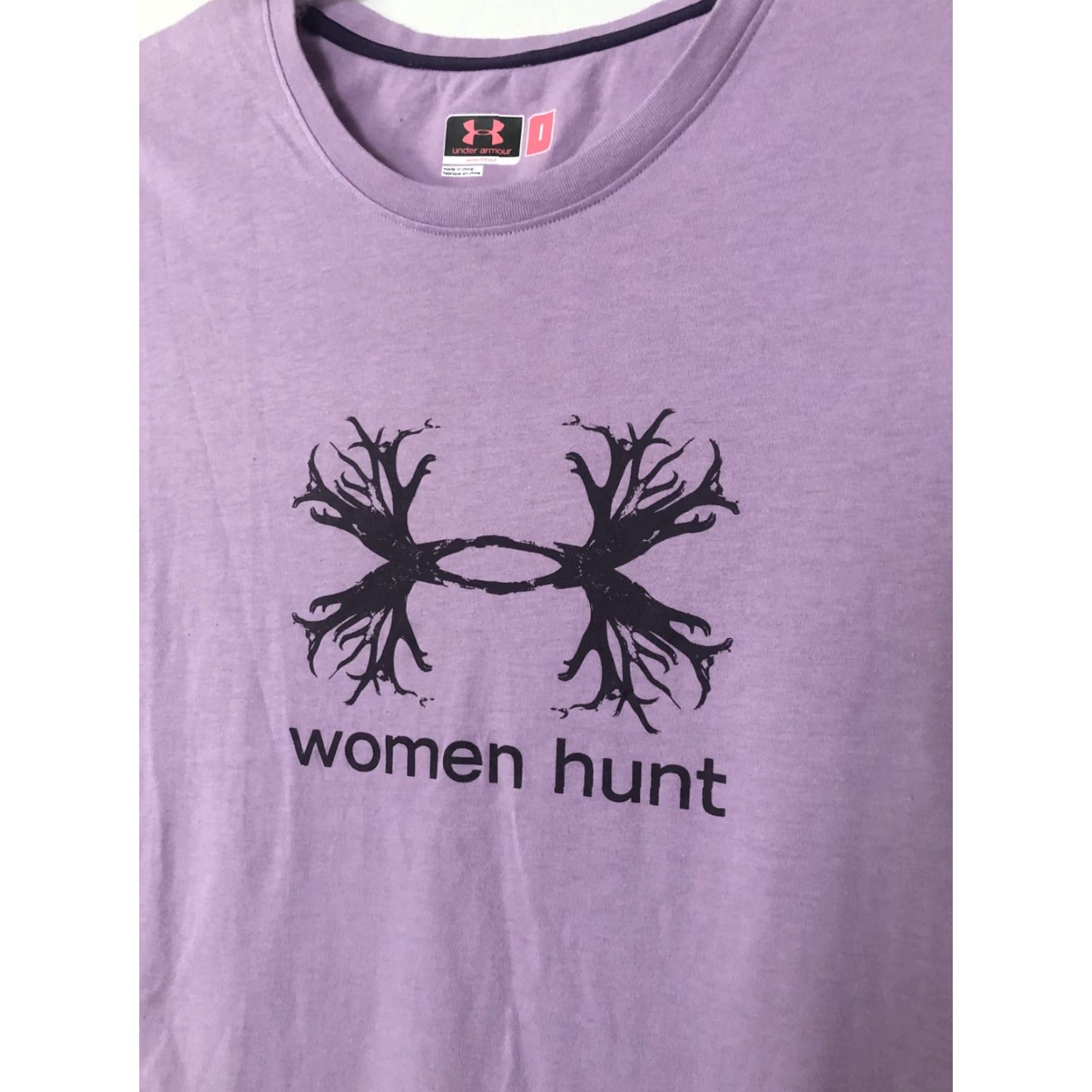 Under Armour Under Armour T-Shirt Women Purple Short Sleeve Crew Neck Casual Solid Graphic Antler Logo Modern American Hunt Breathable All Seasons Regular L Size L / US 10 / IT 46 - 2 Thumbnail