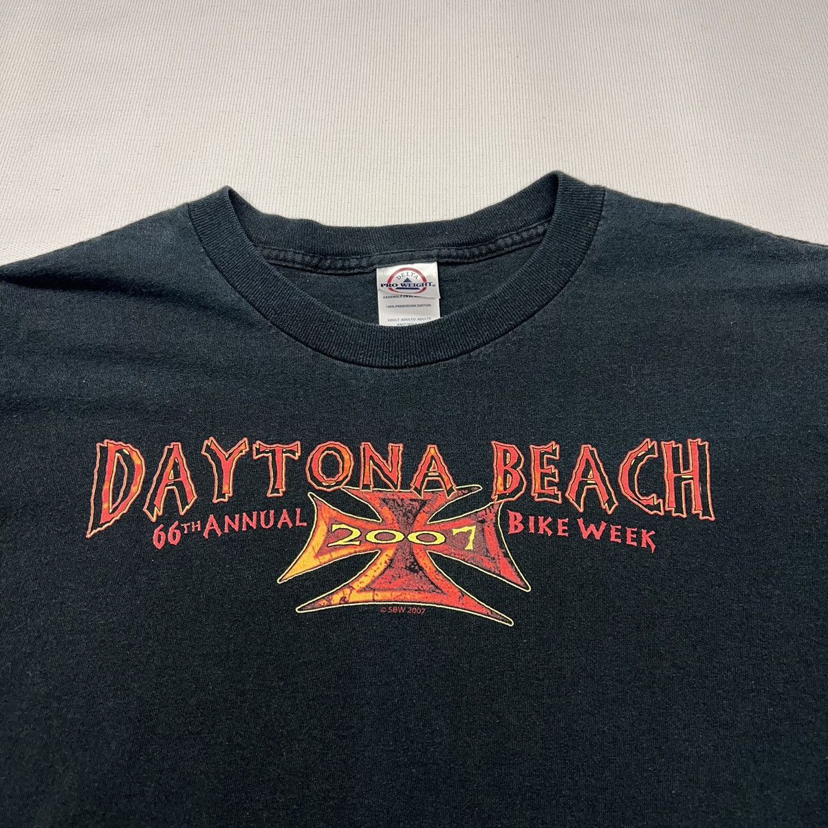 Delta × Vintage Daytona Beach Bike Tee Shirt Black Long Sleeve Biker Flames Size US XXL / EU 58 / 5 - 3 Thumbnail