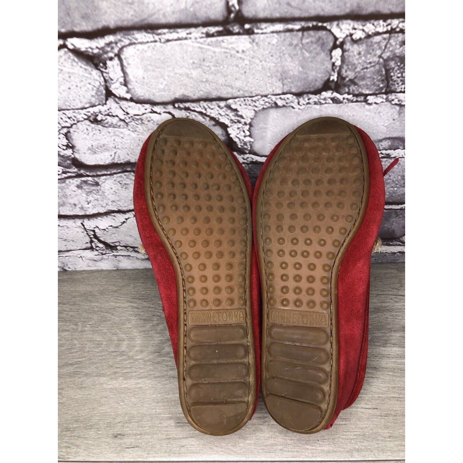 Minnetonka Minnetonka Red Suede Kiltie Fringe Bow Moccasins Shoes Women Size US 6 / IT 36 - 11 Thumbnail