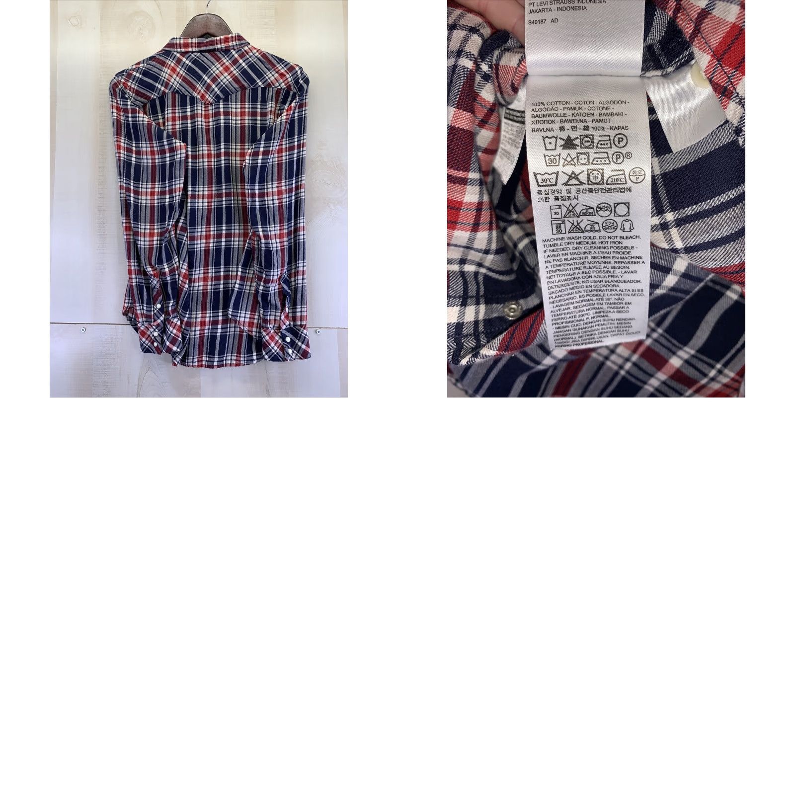 Vintage VINTAGE Levi’s Tailored Fit Marbled Snap Front Red Plaid Flannel Womens Shirt XL Size XL / US 12-14 / IT 48-50 - 8 Thumbnail