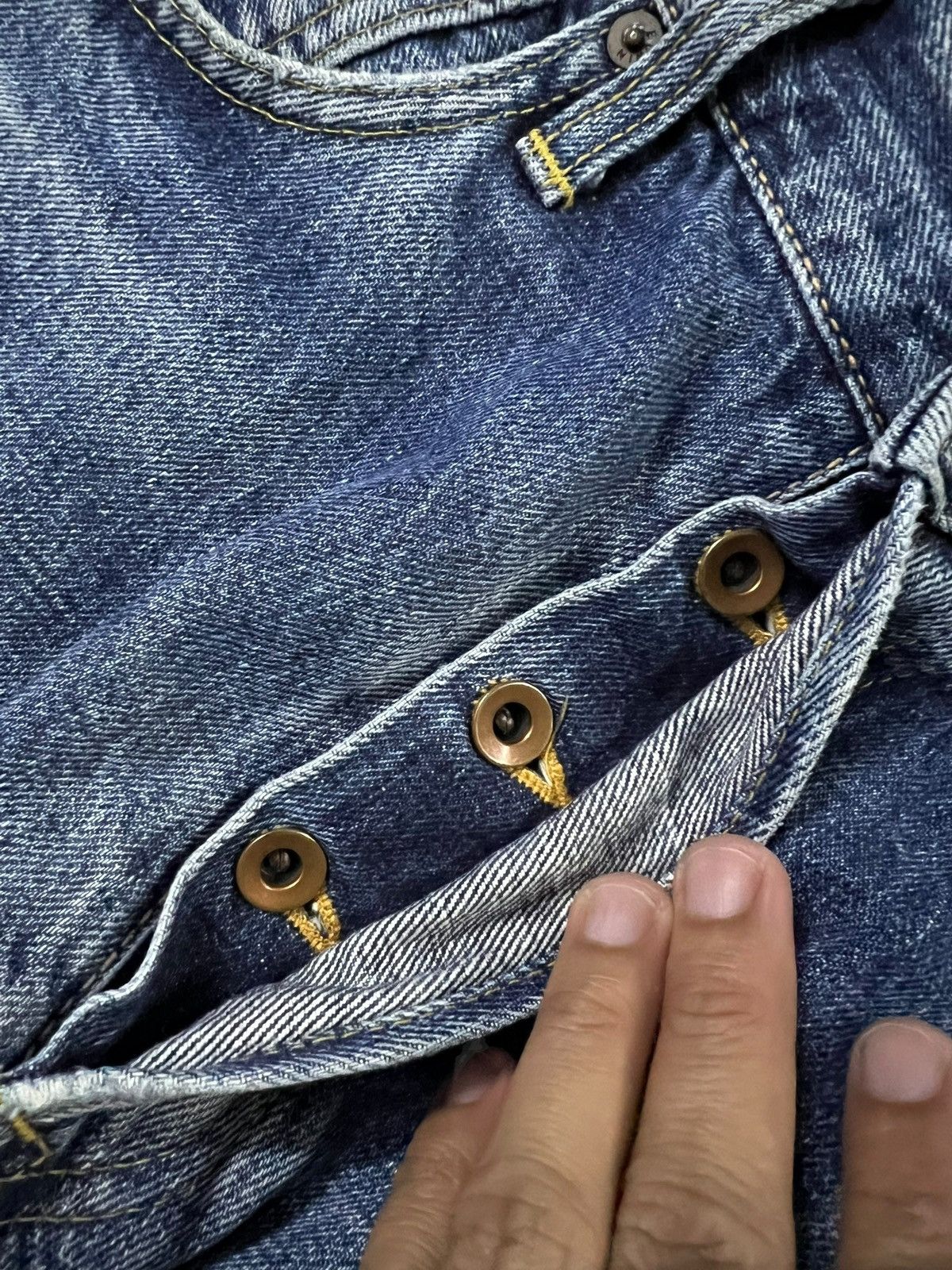 Edwin Vintage Baggy Edwin 505x Distressed Selvedge Denim Jean Size US 31 - 12 Thumbnail