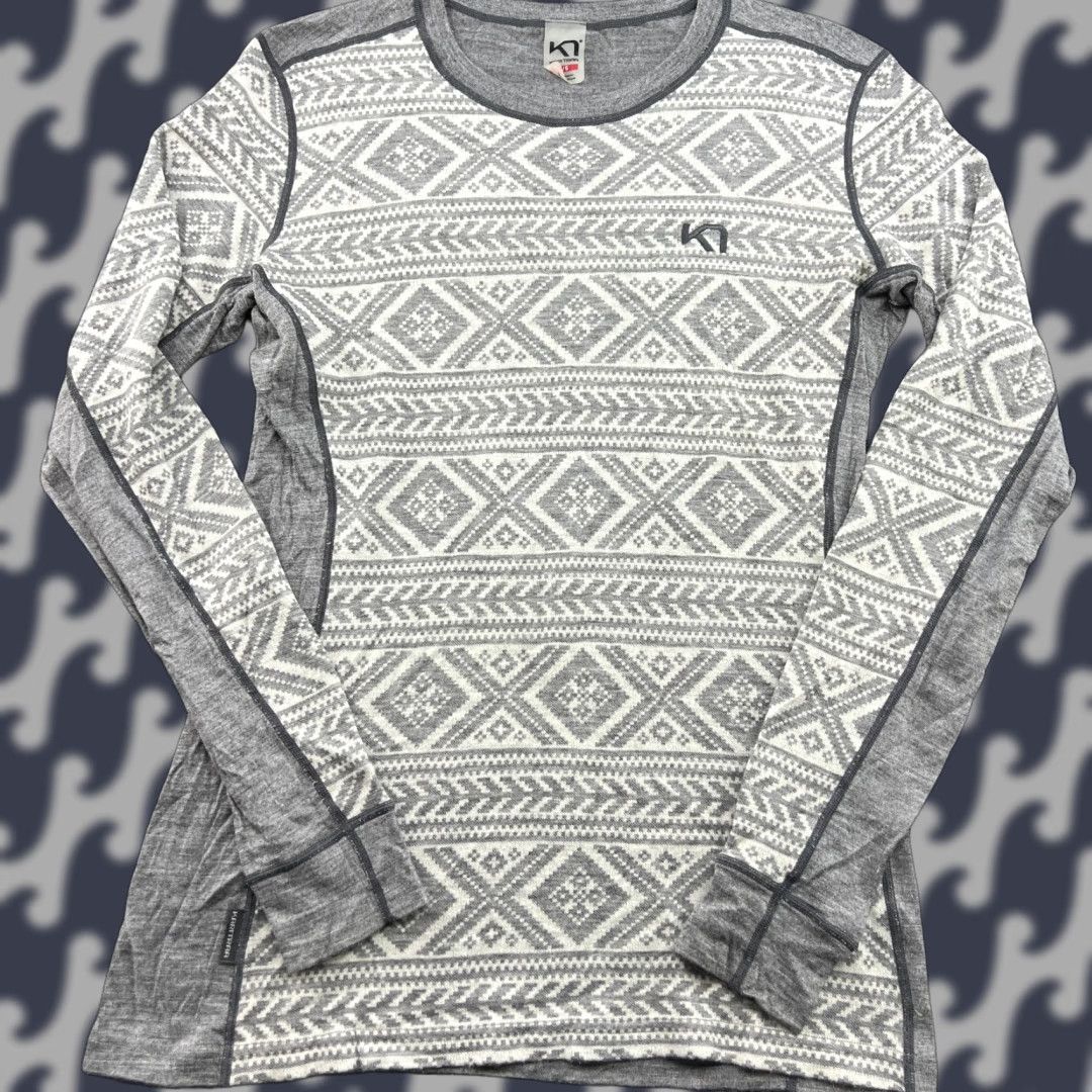 Vintage Kari Traa Womens Base Layer Shirt L Merino Wool Blend Outdoor Ski Thermo Gray Long Sleeve Pullover T-Shirt Womens Regular Size L / US 10 / IT 46 - 1 Thumbnail