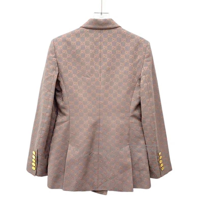 Gucci Gucci 23 light pink logo jacquard full print cotton lapel Size XS / US 0-2 / IT 36-38 - 2 Thumbnail