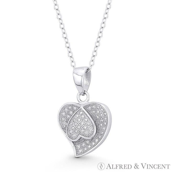 Other Double-Heart CZ Crystal Pave 22x14.5mm Pendant Size ONE SIZE - 1 Preview