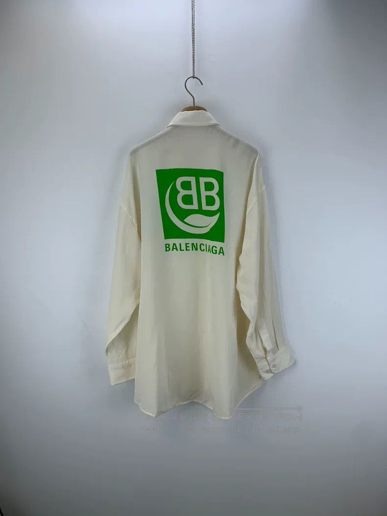 Balenciaga Balenciaga Green Logo Long Sleeve Shirt Size XS / US 0-2 / IT 36-38 - 2 Thumbnail