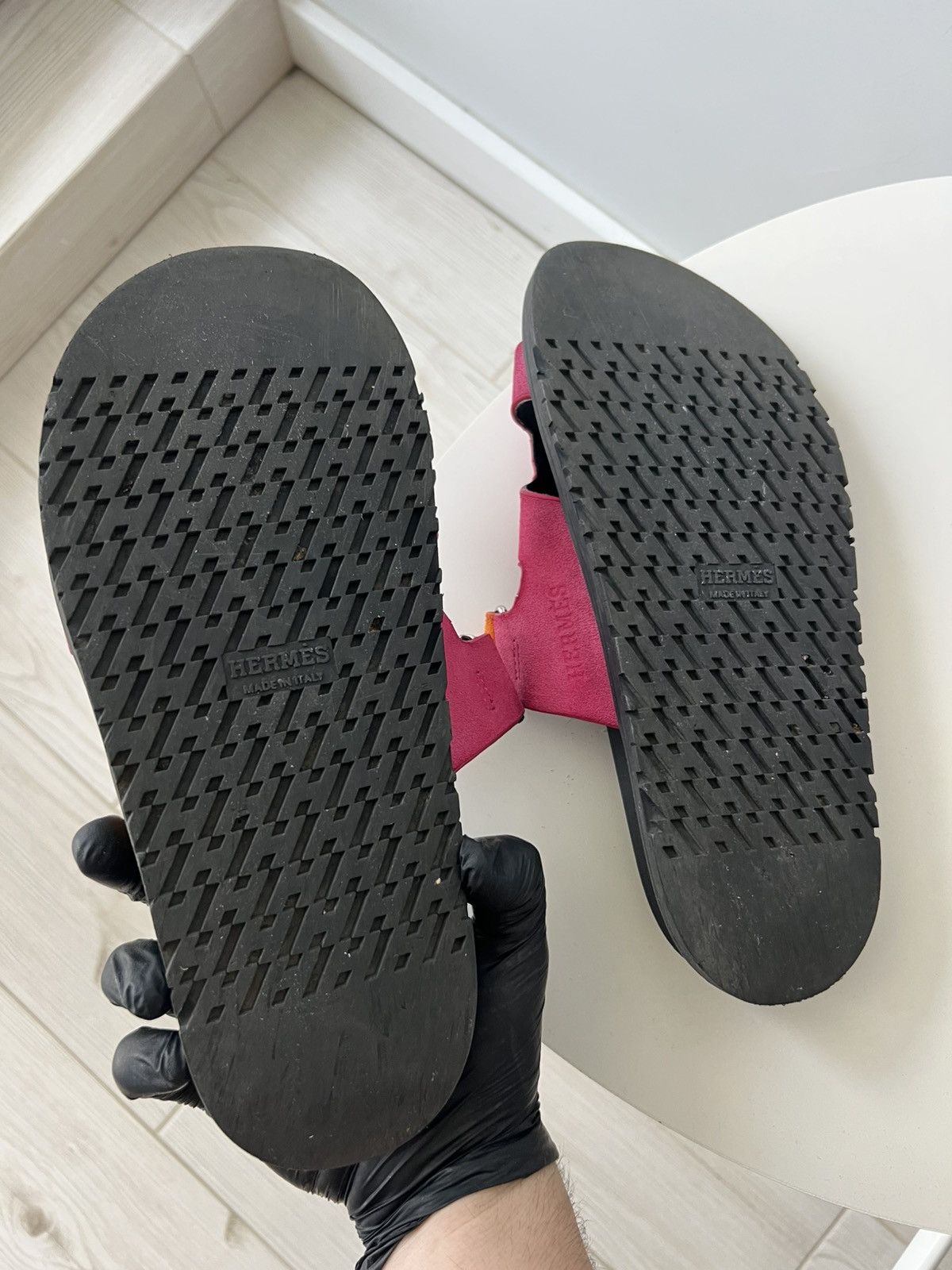 Hermes Hermes Pink Suede Chypre Flat Slides Size 40 Size US 10 / IT 40 - 15 Thumbnail