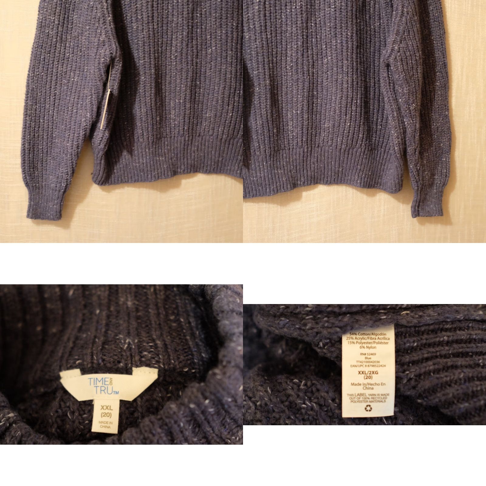 Vintage VINTAGE Time and Tru Mock Neck Sweater Navy Pullover Women's XXL (20) #A11-32 Size XXL / US 16-18 / IT 52-54 - 8 Thumbnail