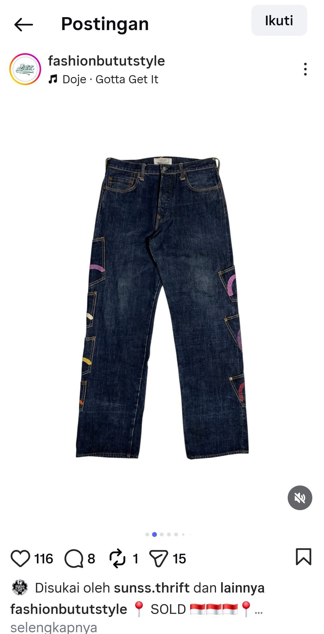 Evisu TRAVIS SCOOT EVISU MULTI POCKET DENIM JEANS LOT 0065 Size US 34 / EU 50 - 2 Thumbnail