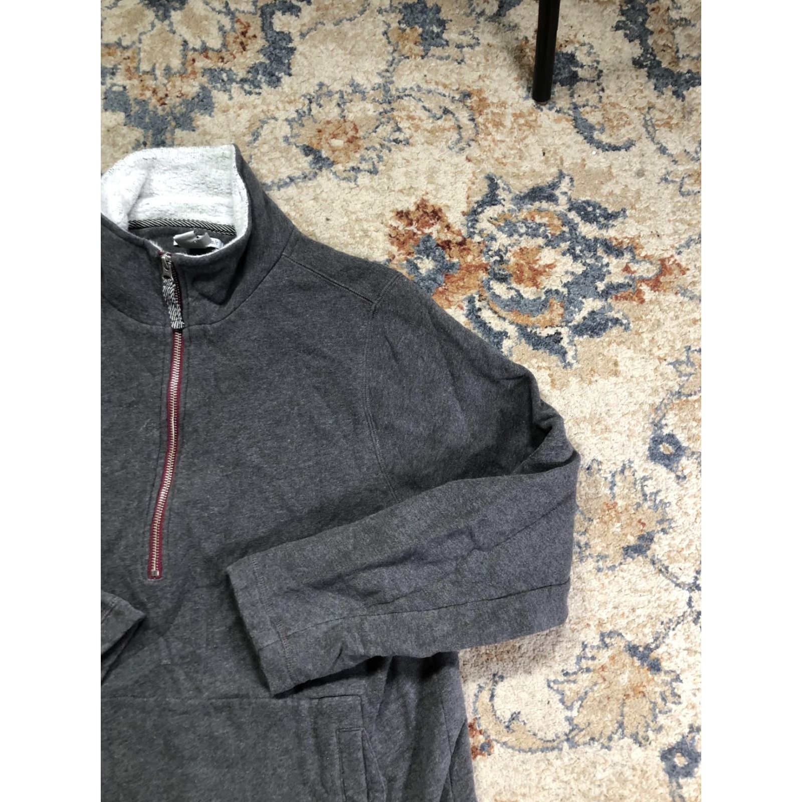 Carbon2Cobalt carbon2cobalt Sweatshirt Mens Large Gray 1/4 Zip Mock Neck Kangaroo Pocket Pullover Fleece Cotton-Polyester Size US L / EU 52-54 / 3 - 4 Thumbnail