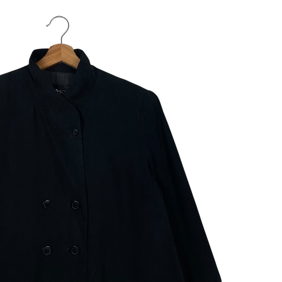 Japanese Brand Soffio Black Double Breasted Coat Size L / US 10 / IT 46 - 6 Thumbnail