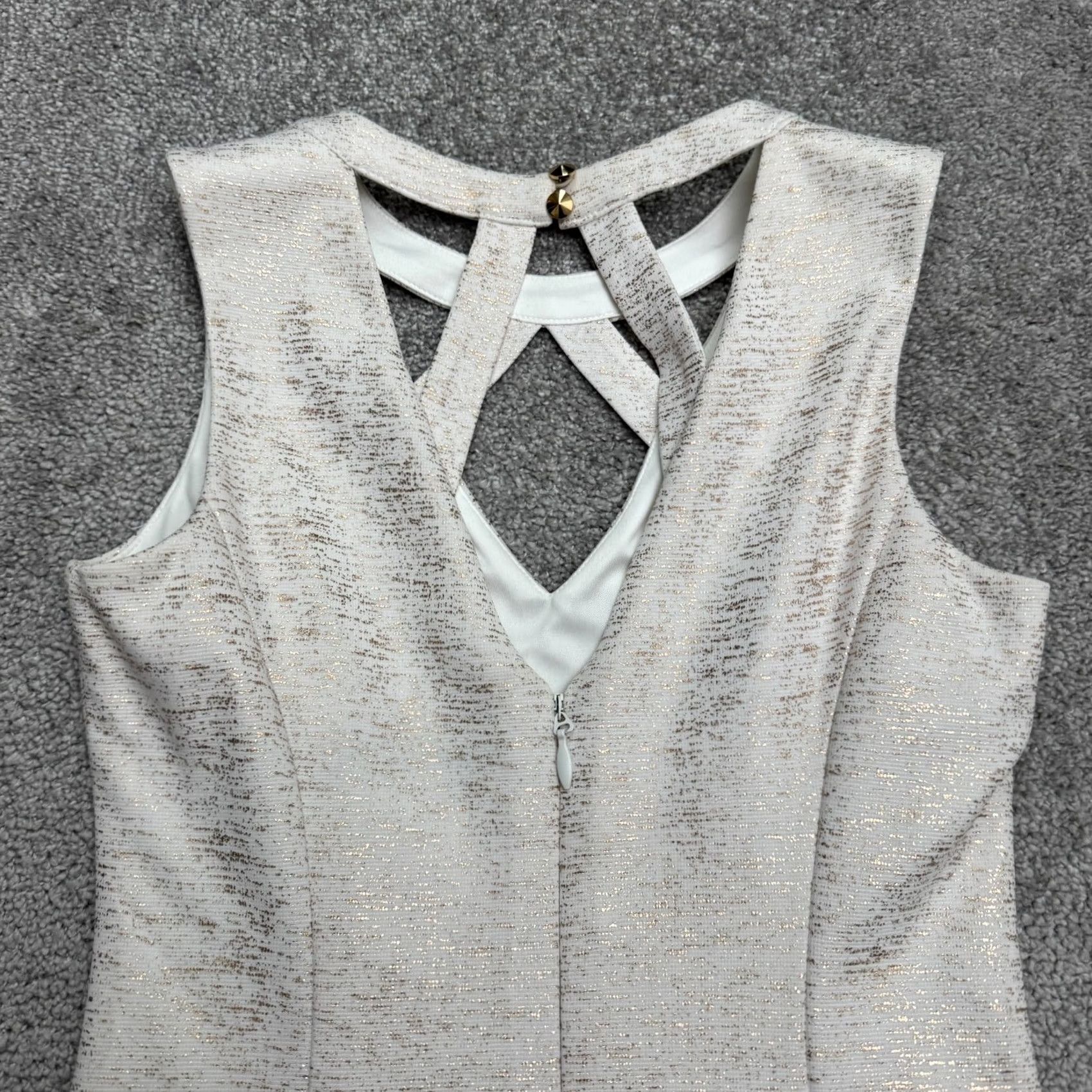 Guess GUESS White Metallic Cut-Out Sleeveless Mini Pencil Dress Womens Short Sleeveless Party Glam Size S / US 4 / IT 40 - 3 Thumbnail