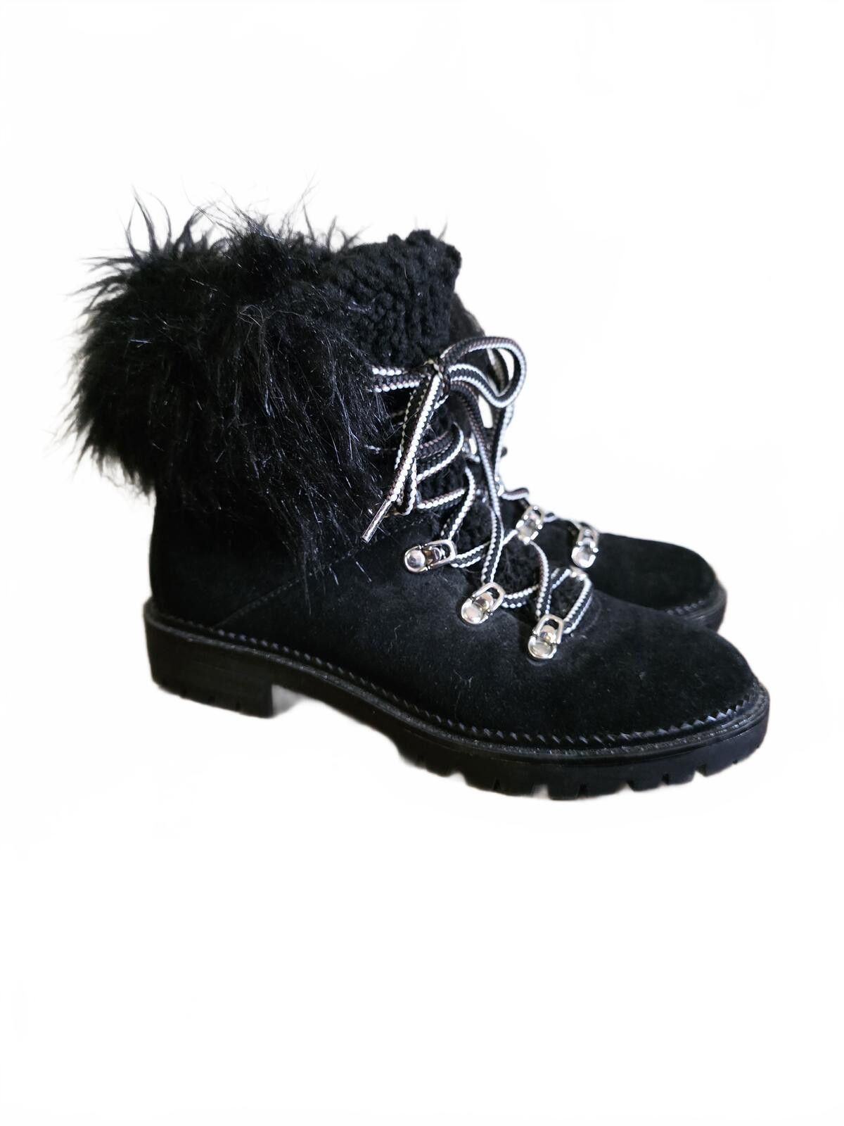 Nine West Nine West Alex Suede Black Faux Fur Leather Ankle Boots 6.5 Size US 6.5 / IT 36.5 - 1 Thumbnail