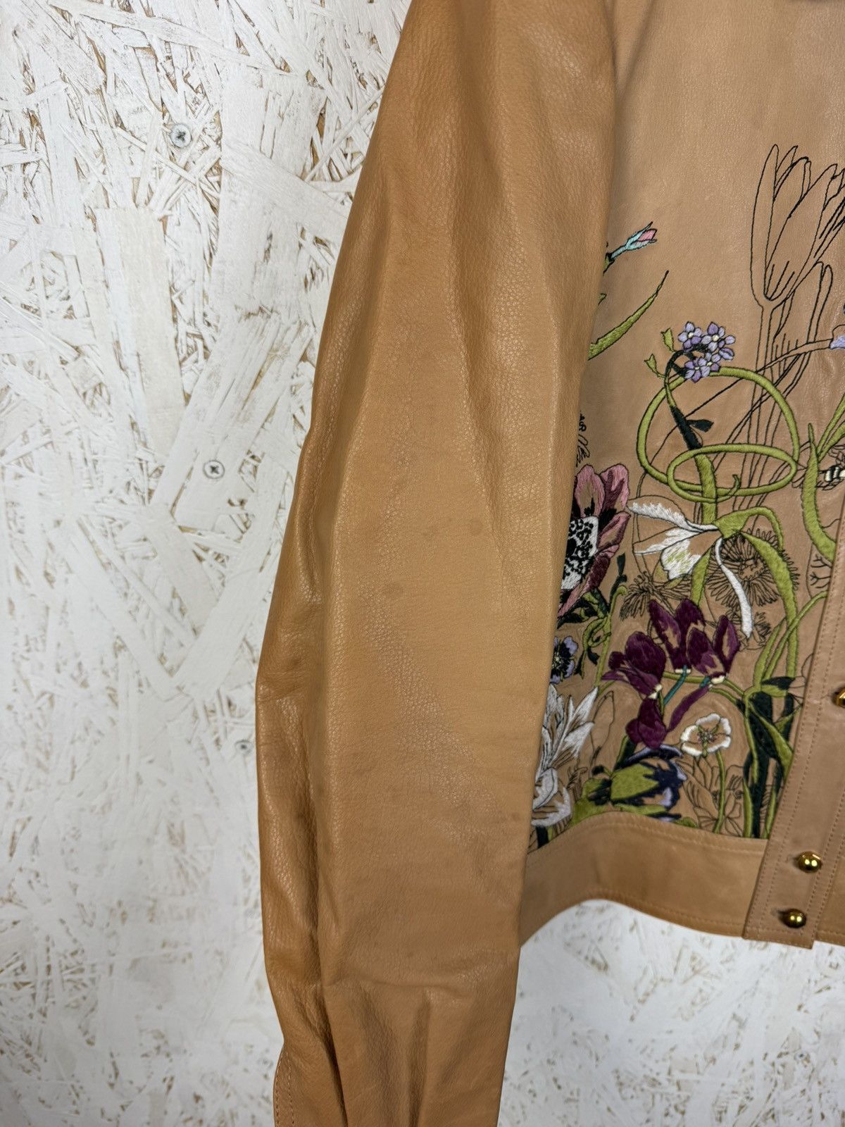Gucci Gucci SS13 Floral Embroidery Leather Jacket Beige Size 36 Size XS / US 0-2 / IT 36-38 - 8 Thumbnail