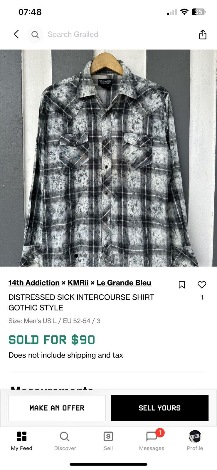 Japanese Brand Intercouse shadow plaid western shirts gothic style Size US M / EU 48-50 / 2 - 11 Thumbnail