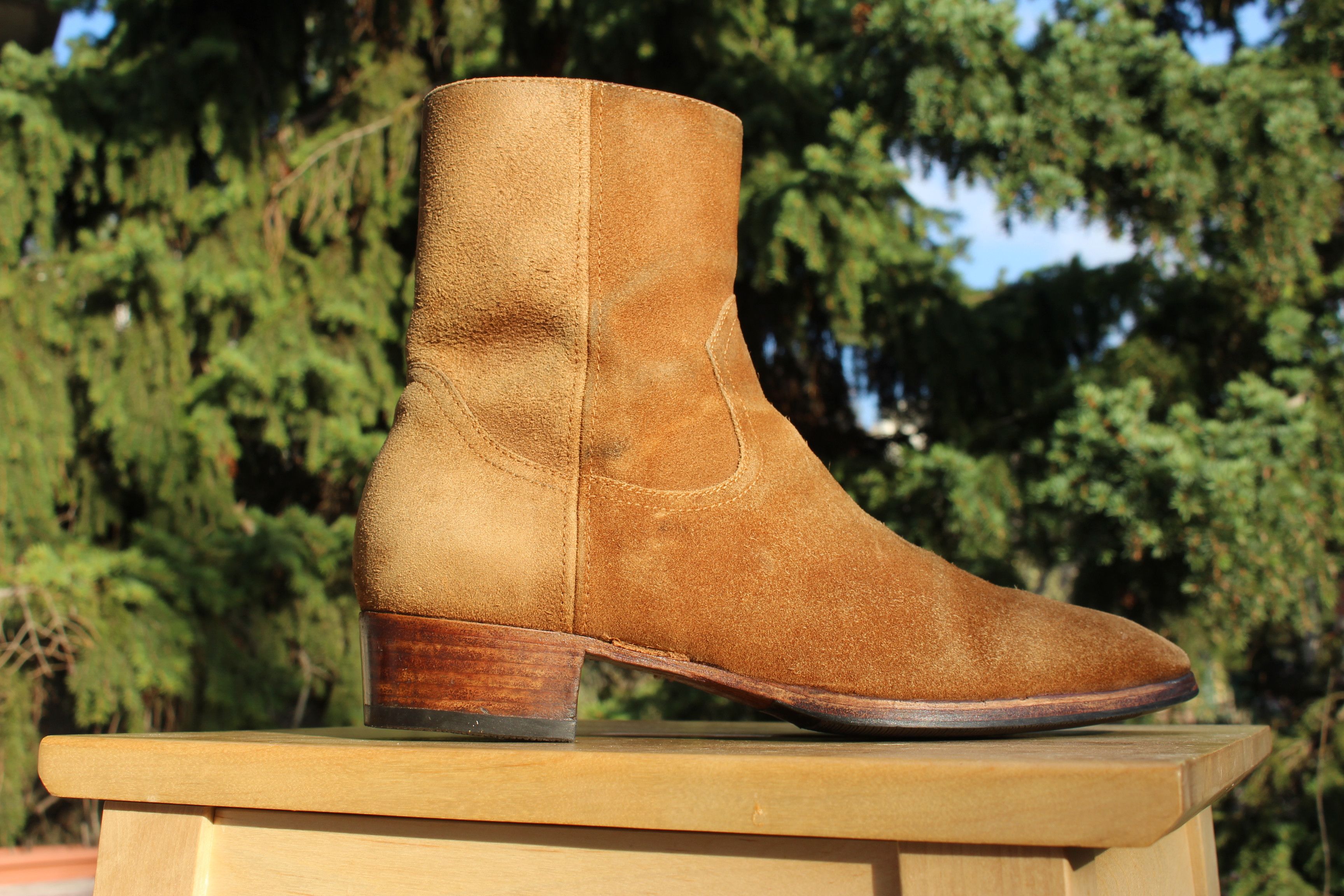 image of Hedi Slimane x Saint Laurent Paris Suede Boots in Brown, Men's (Size 11)