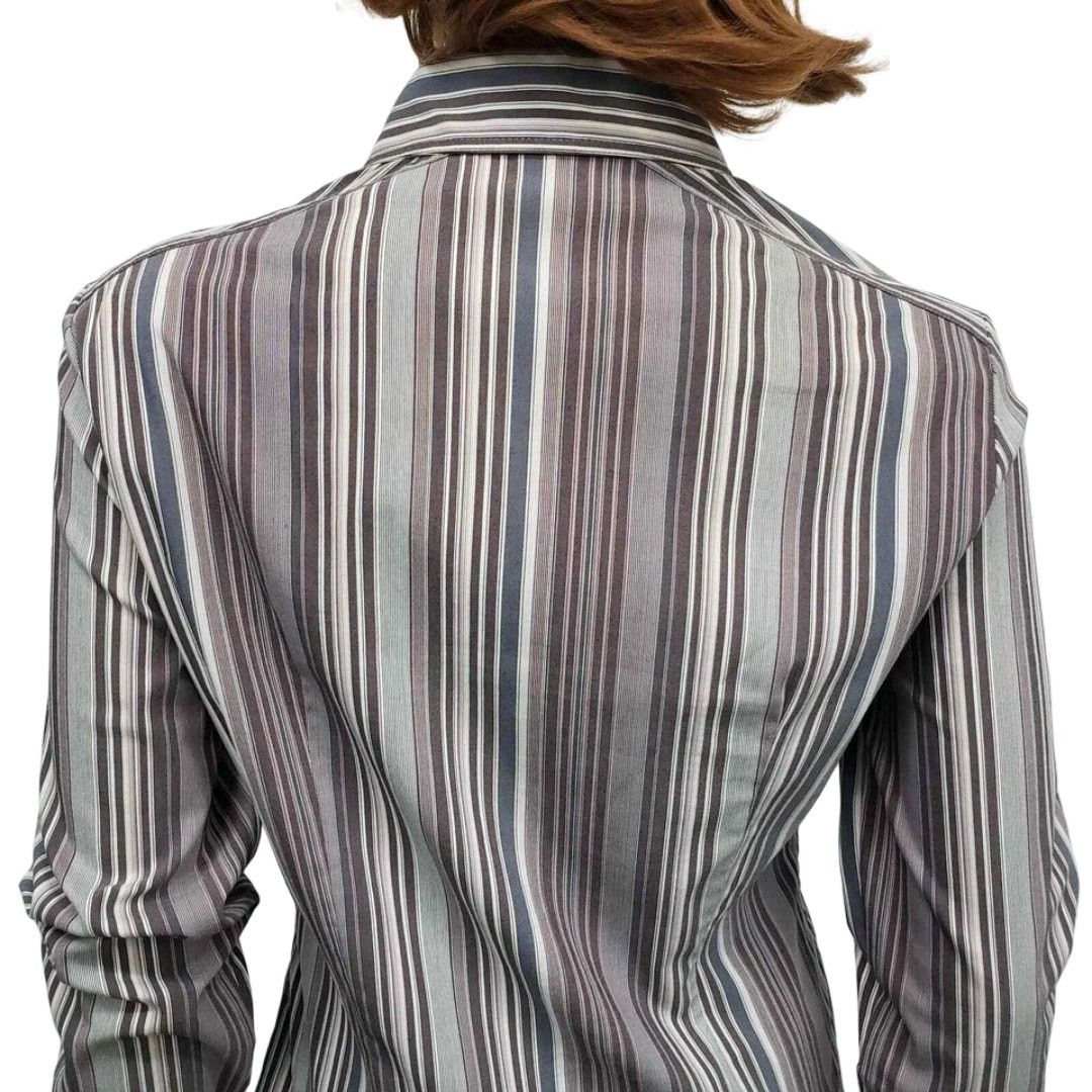 Elie Tahari Elie Tahari Blouse Ruffled Front Cuffs S Button down Striped Size S / US 4 / IT 40 - 11 Thumbnail