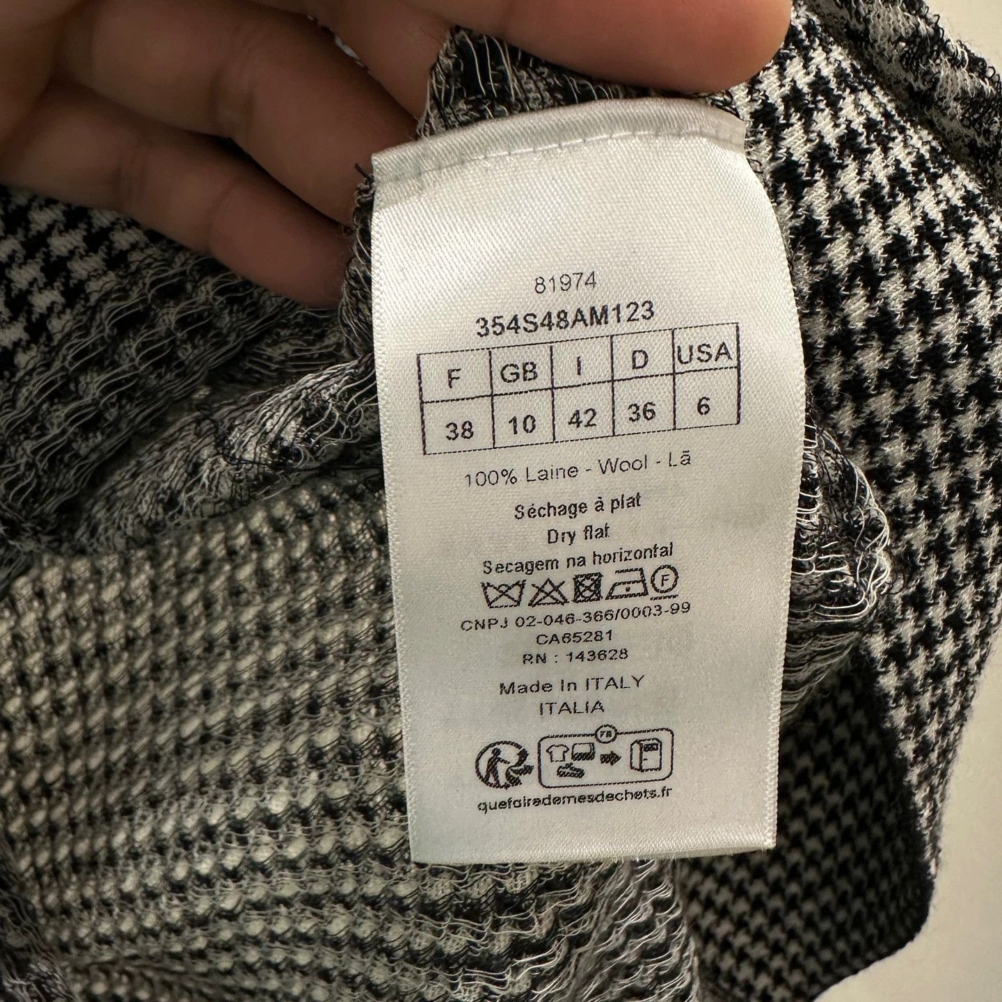 Dior CD apr493 houndstooth bee bow collar knit sweater 38 wool Size S / US 4 / IT 40 - 4 Thumbnail