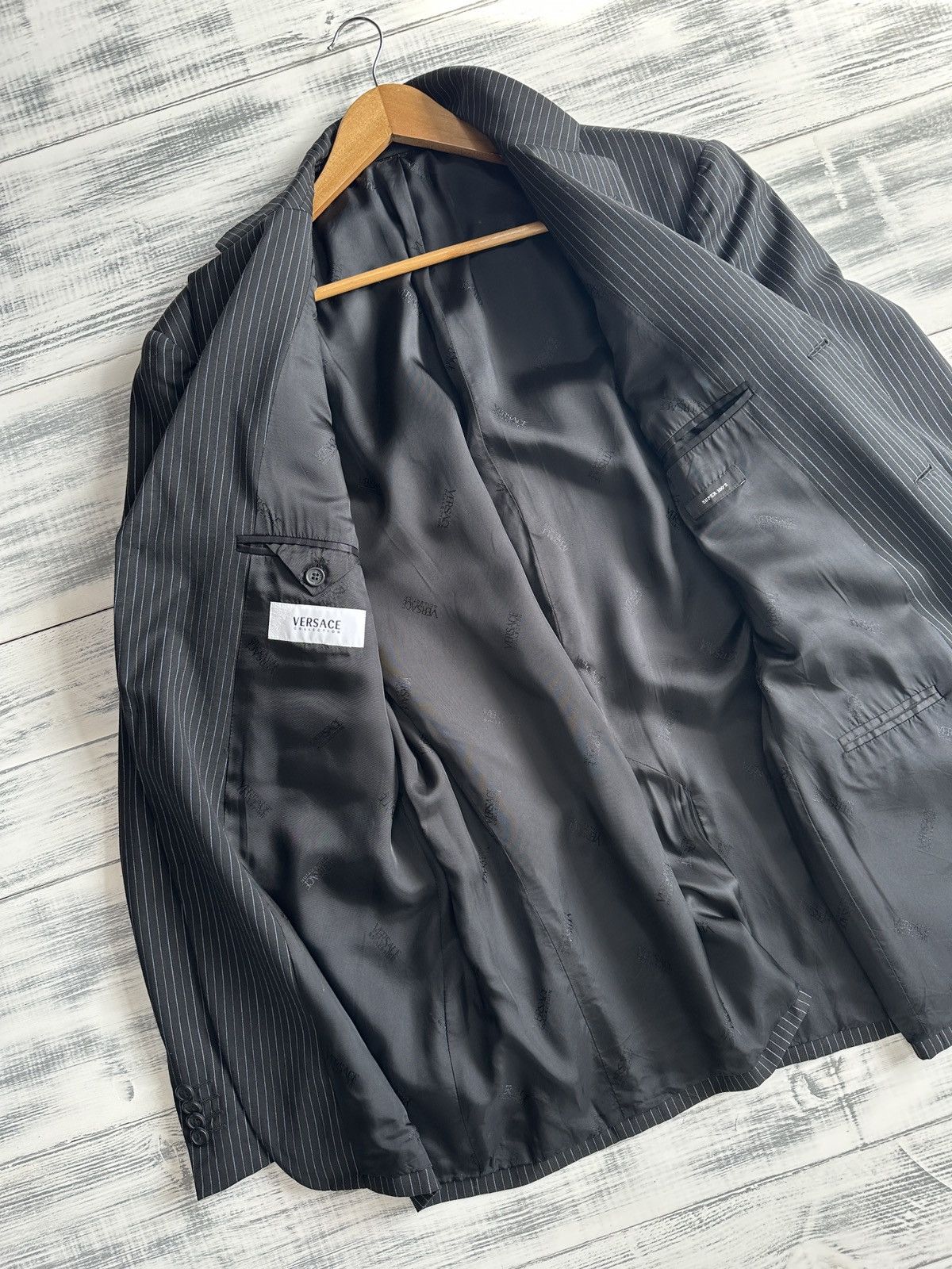 Versace VERSACE COLLECTION Super 100’S Wool Pinstripe Blazer Jacket Size 44R - 4 Thumbnail