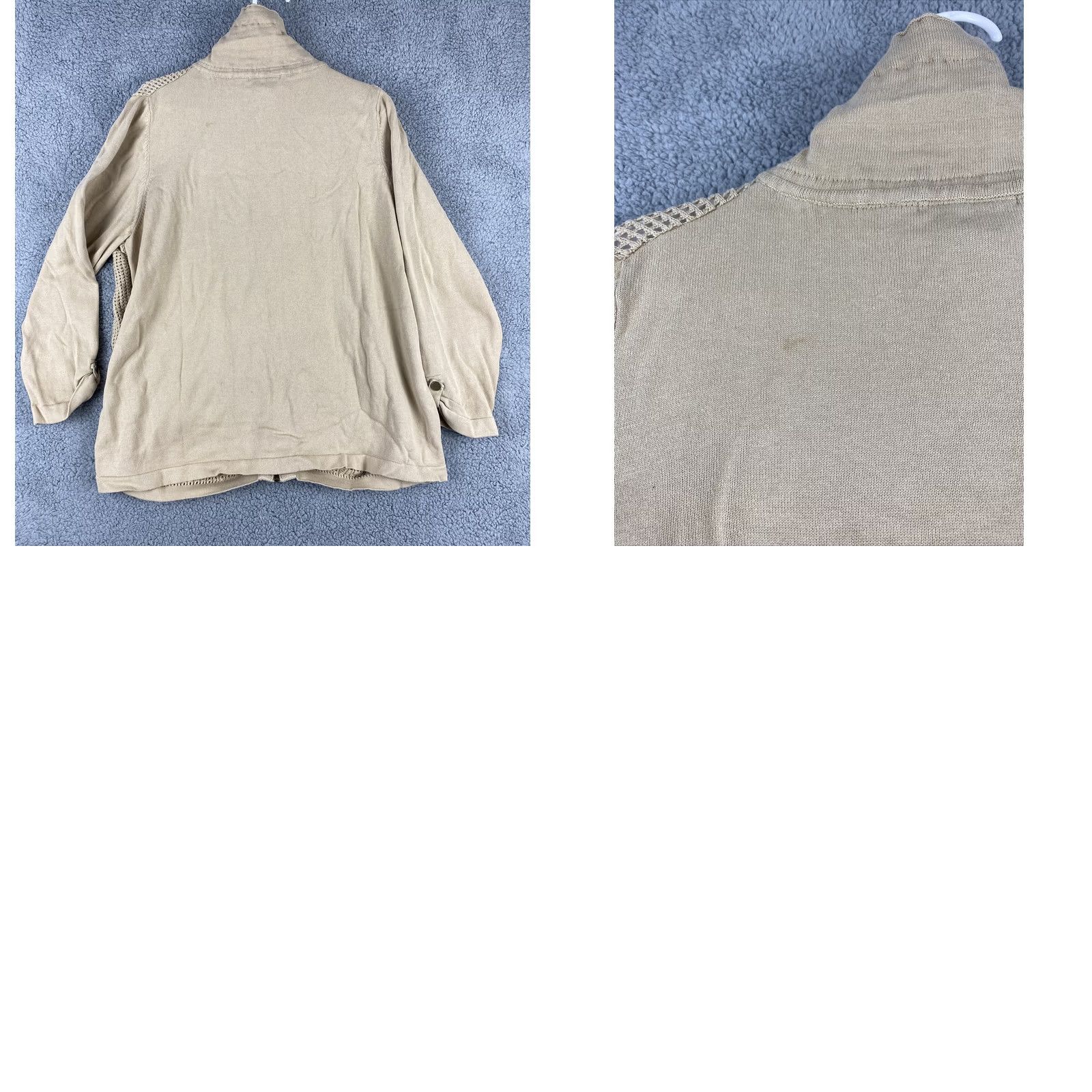 Vintage VINTAGE Allison Daley Sweater Cardigan Women’s XL Tan Cable-Knit Long-Sleeve Full Zip Mens Womens Size XL / US 12-14 / IT 48-50 - 8 Thumbnail