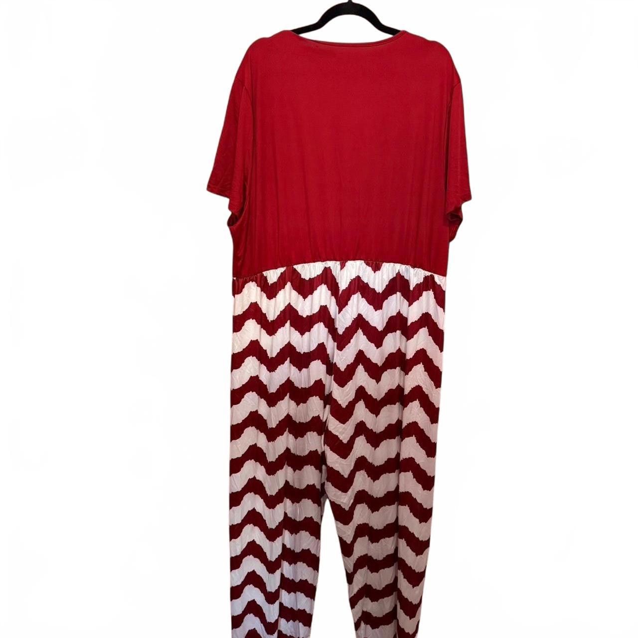 Designer Stylish Red and White Chevron Jumpsuit Size 30" / US 8 / IT 44 - 4 Thumbnail
